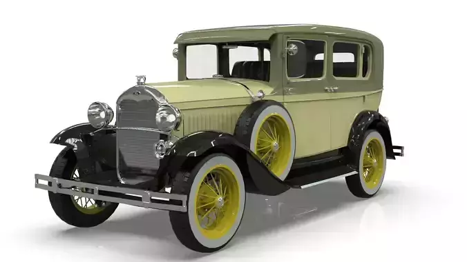 Vintage Sedan Car 1930 Low-poly 3D model