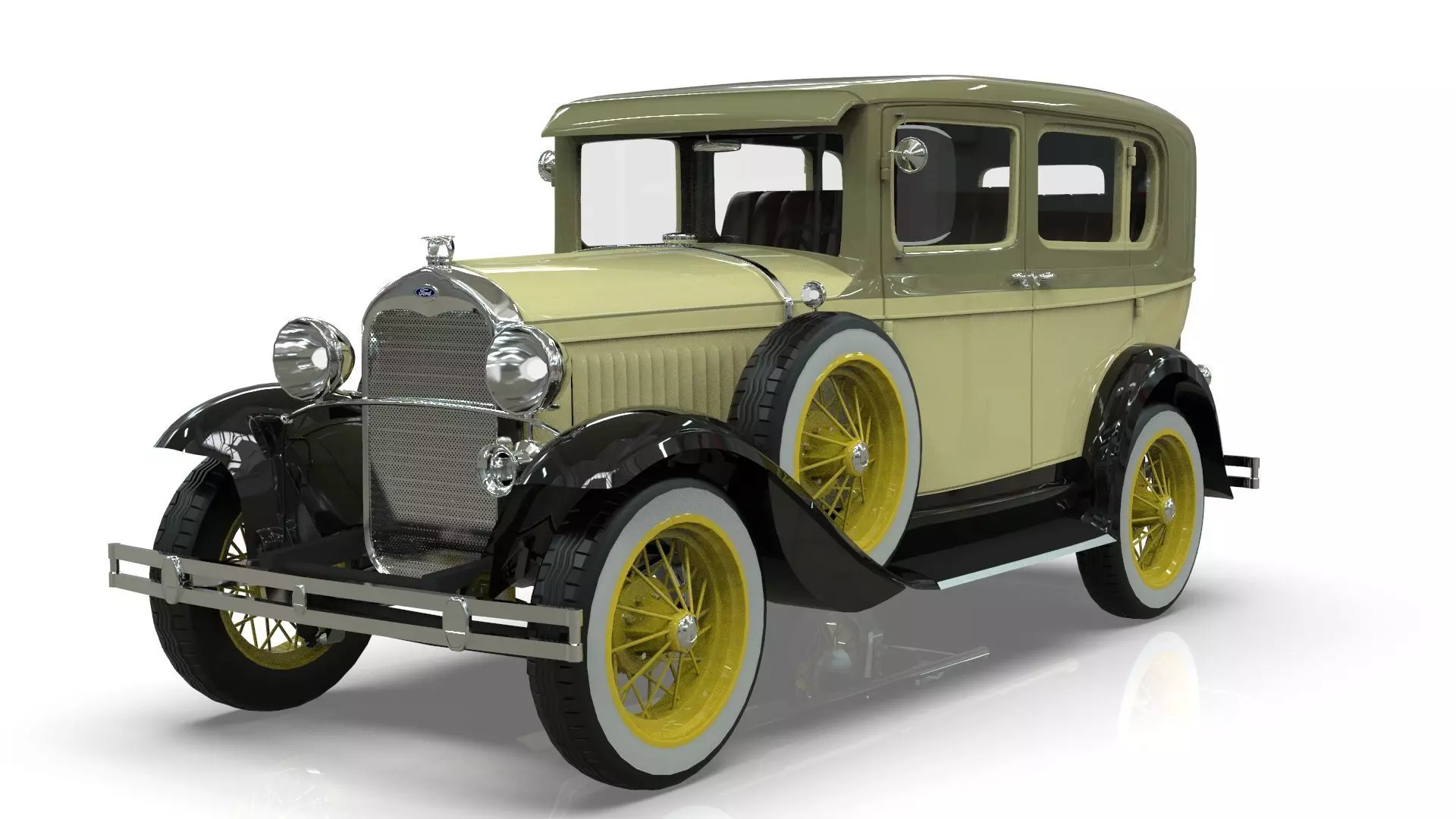Vintage Sedan Car 1930 Low-poly 3D model_0