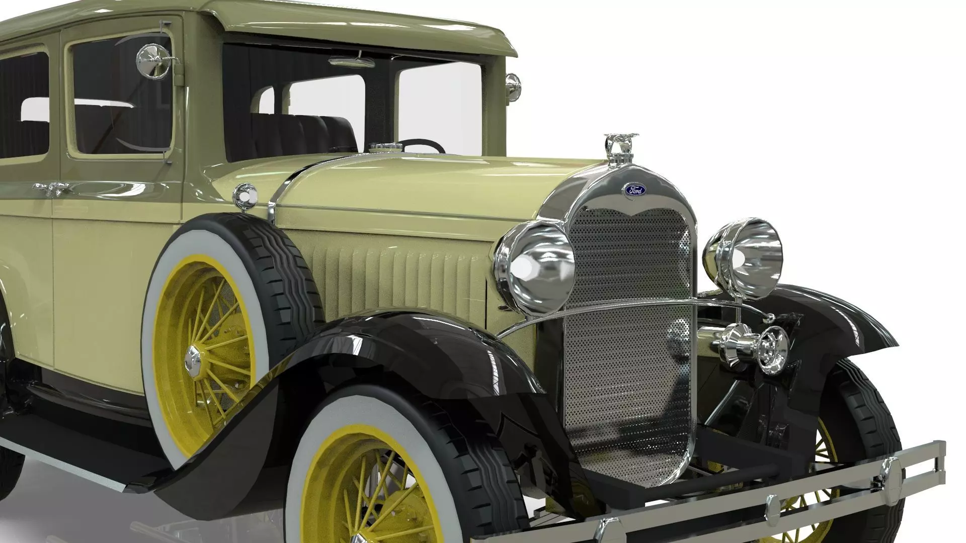 Vintage Sedan Car 1930 Low-poly 3D model_5