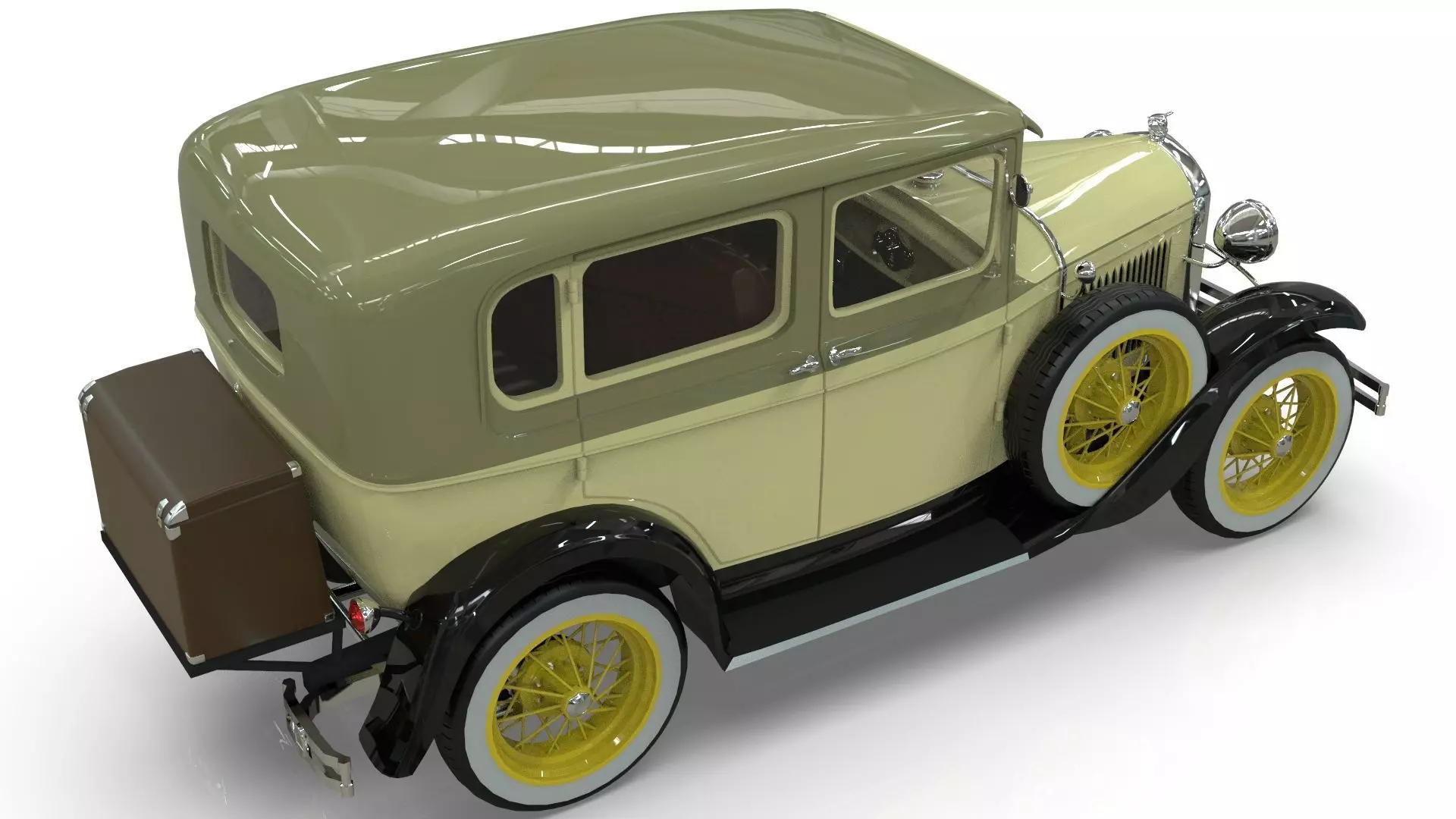 Vintage Sedan Car 1930 Low-poly 3D model_4