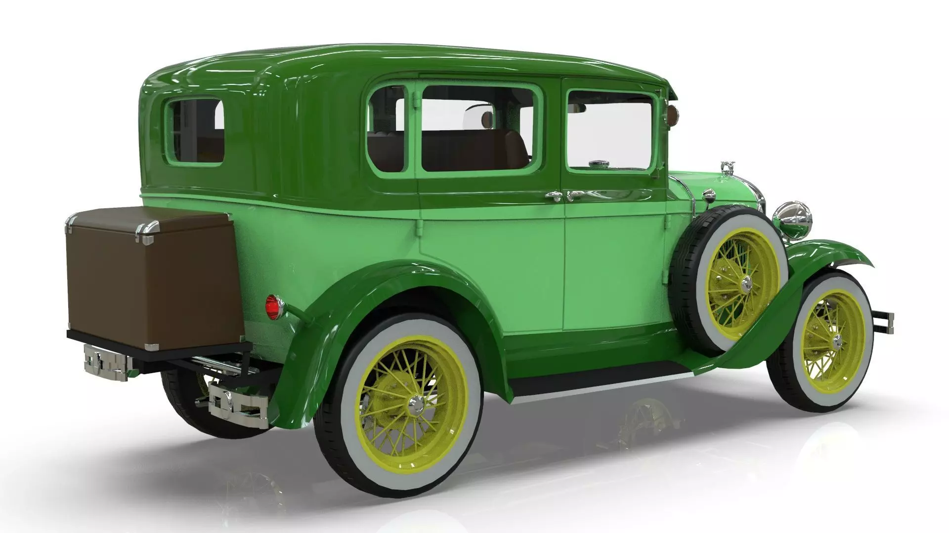 Vintage Sedan Car 1930 Low-poly 3D model_11