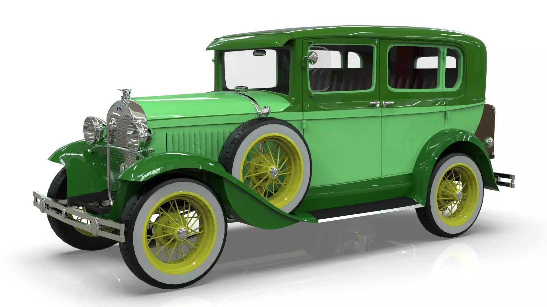 Vintage Sedan Car 1930 Low-poly 3D model_10