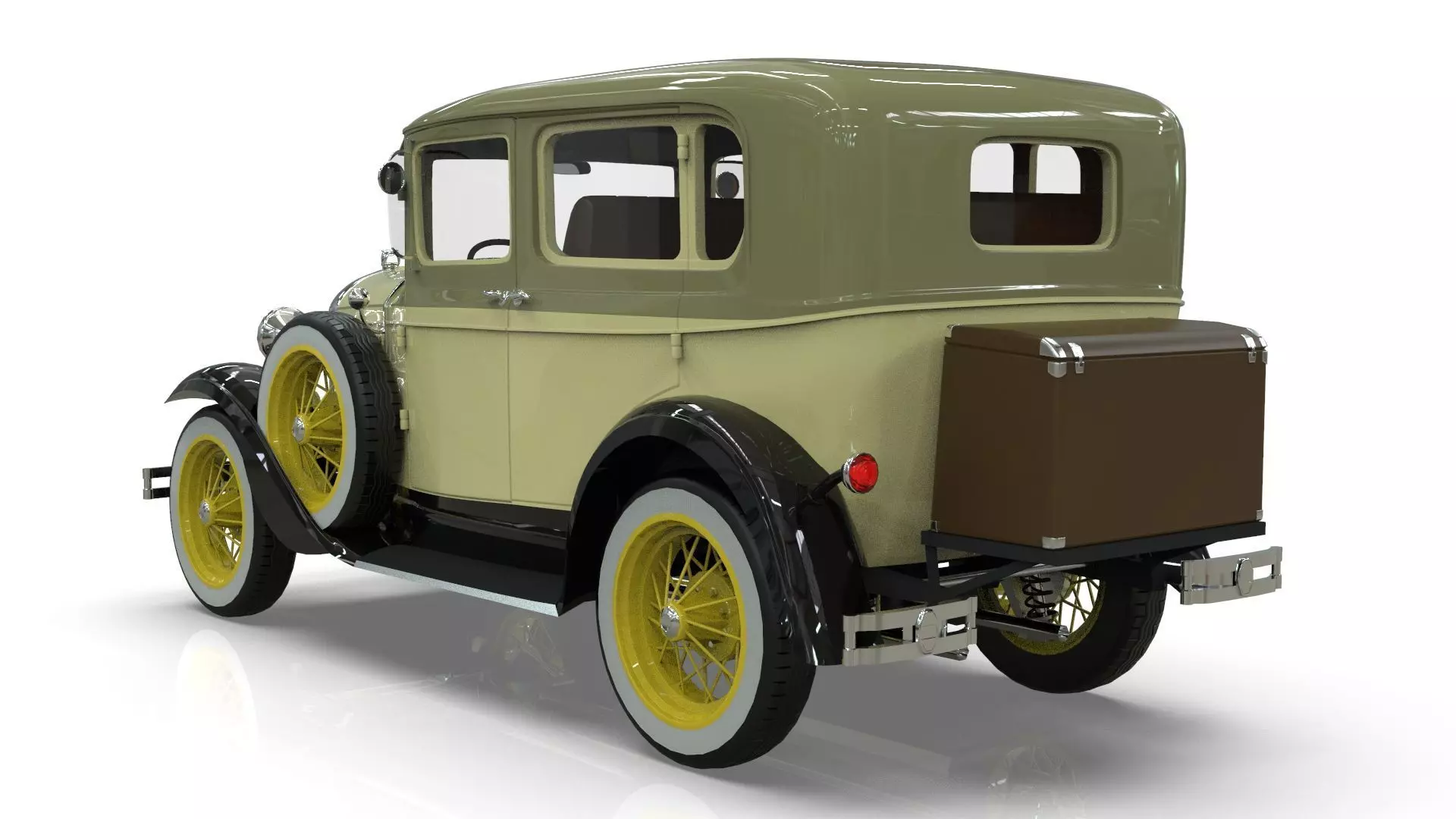 Vintage Sedan Car 1930 Low-poly 3D model_3