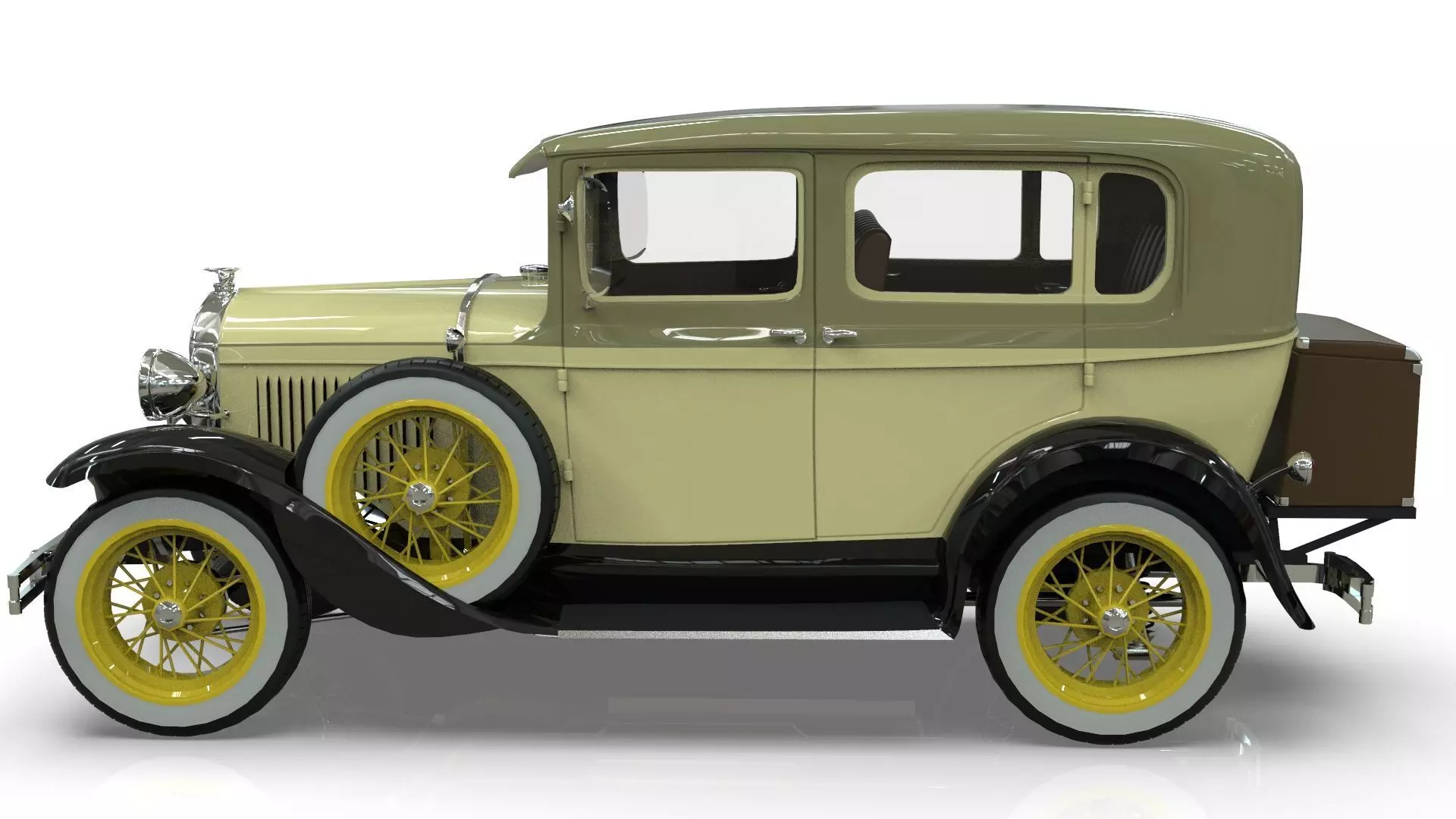 Vintage Sedan Car 1930 Low-poly 3D model_2