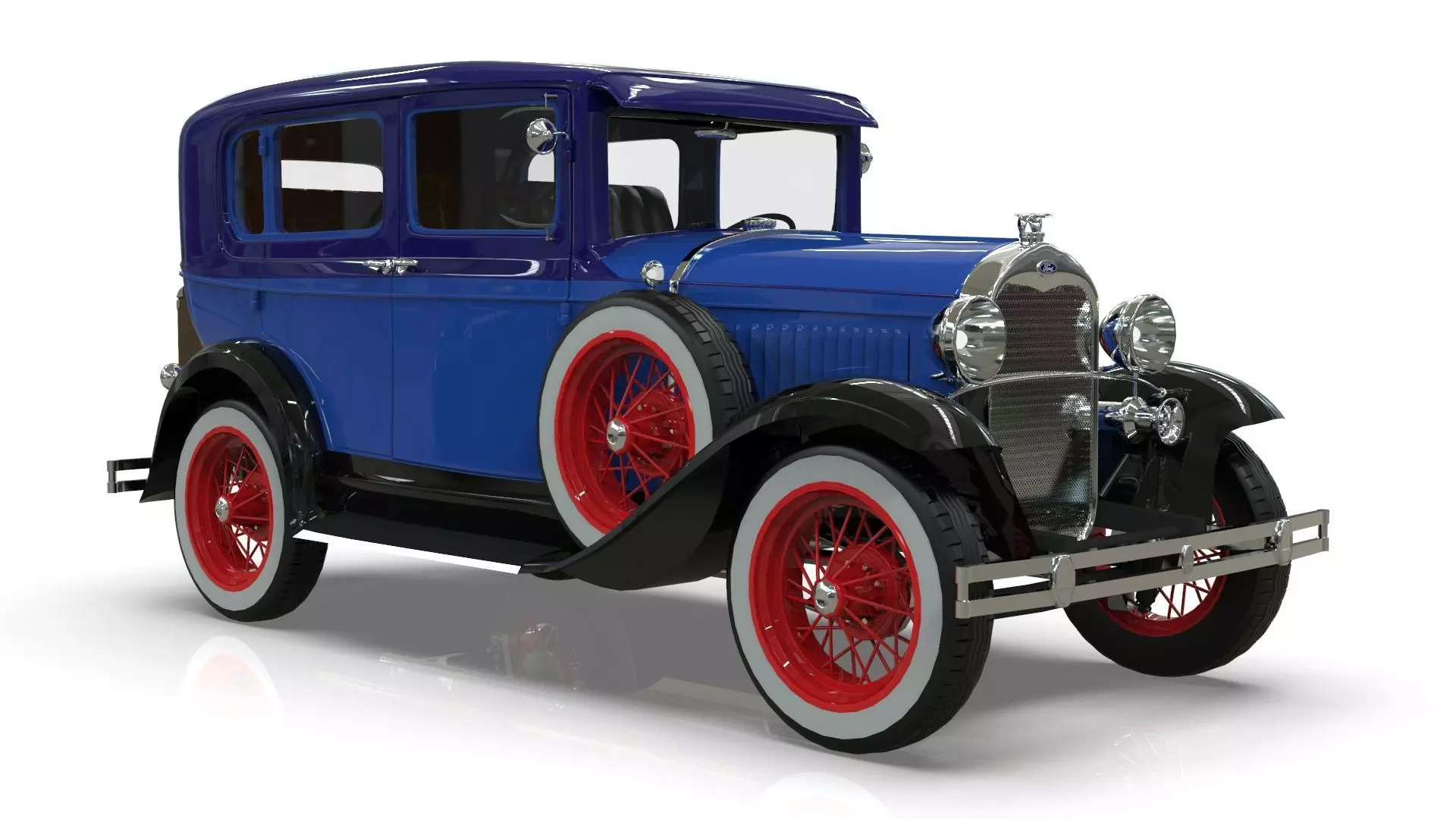 Vintage Sedan Car 1930 Low-poly 3D model_8