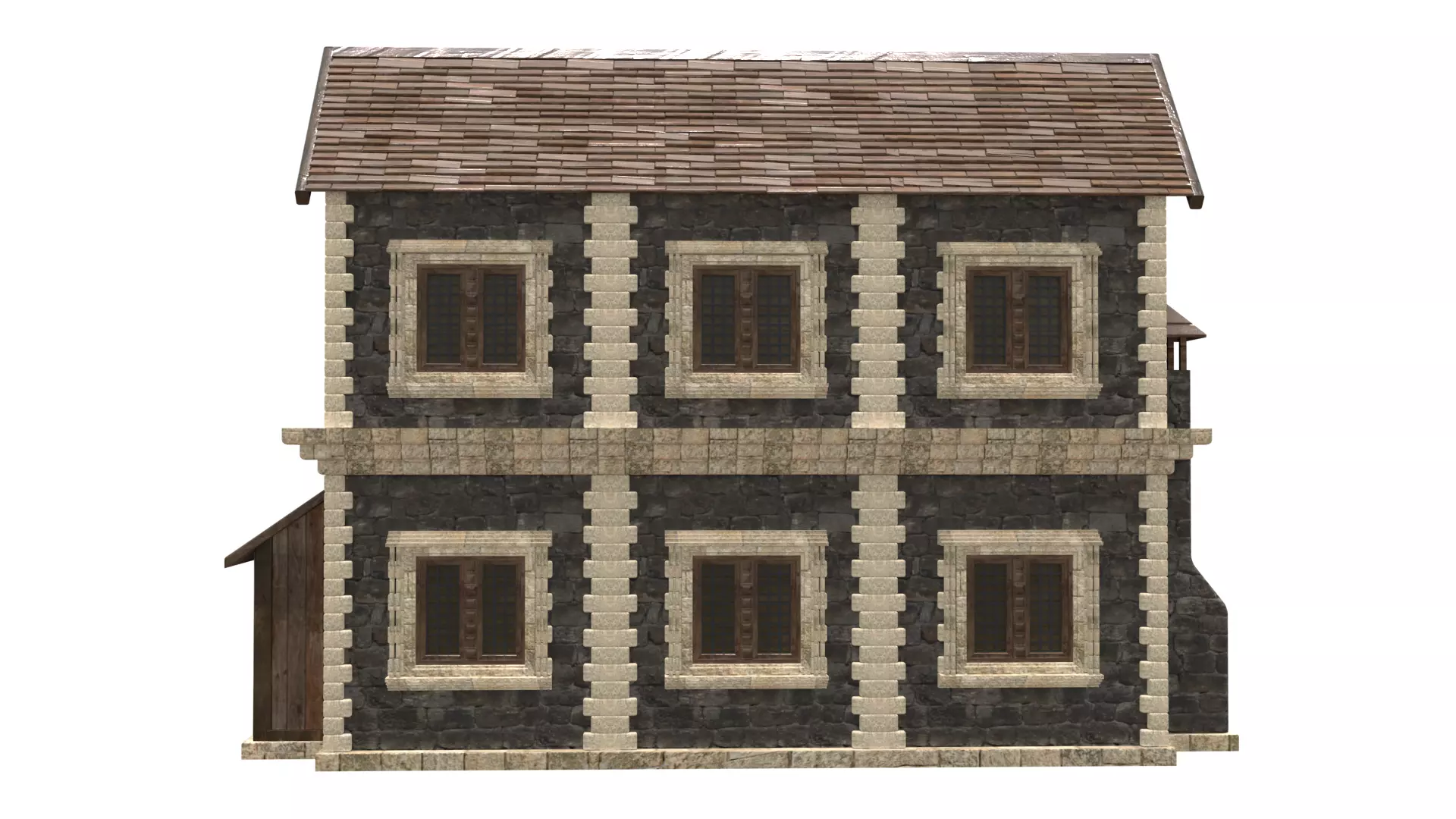 medieval house low poly city town residential house  14 3D model_5