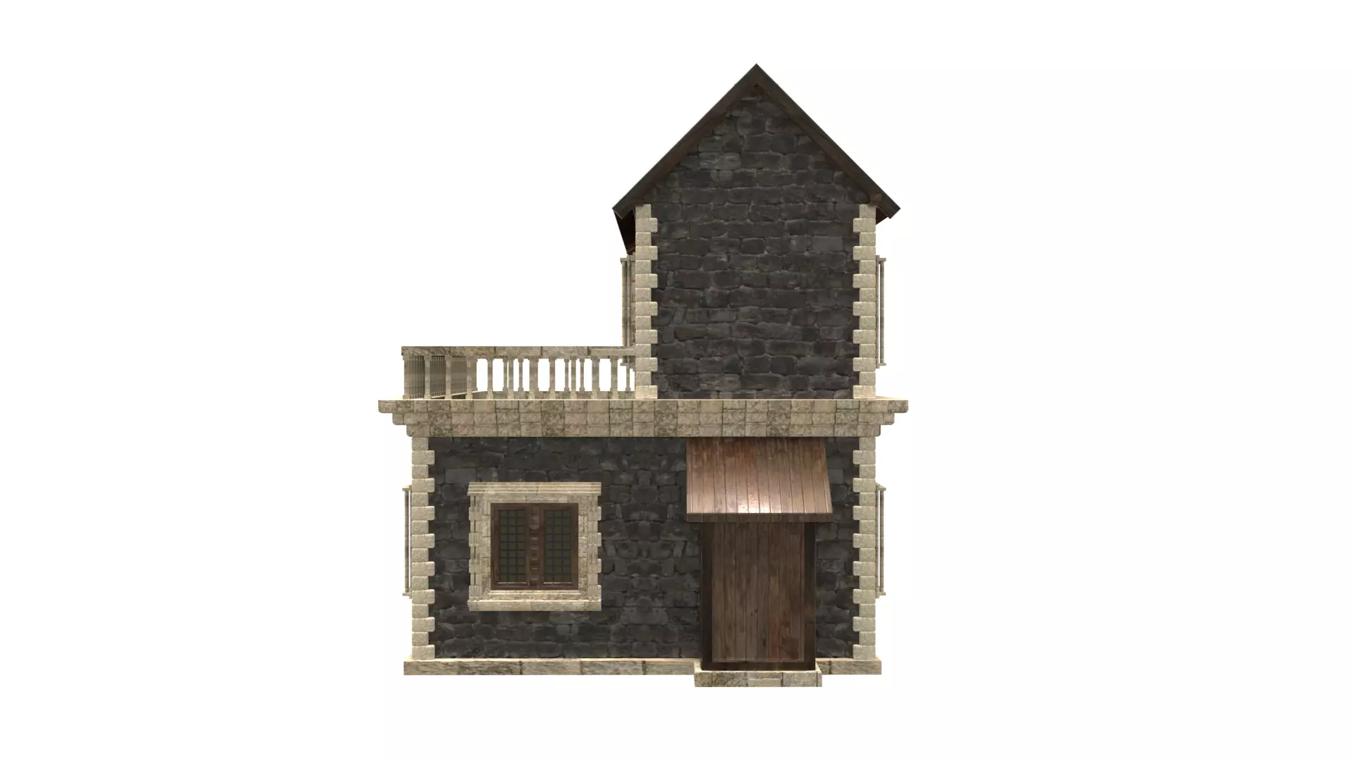 medieval house low poly city town residential house  14 3D model_3