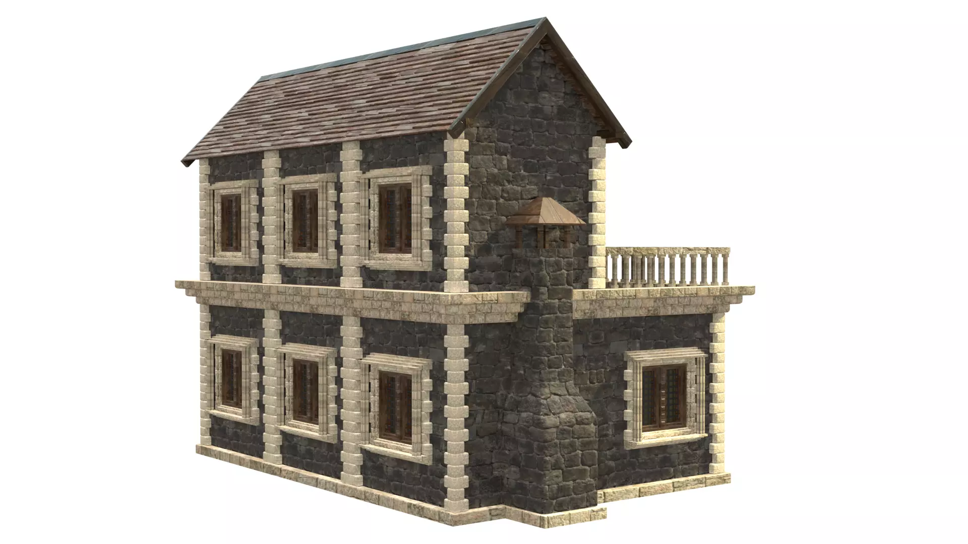 medieval house low poly city town residential house  14 3D model_6
