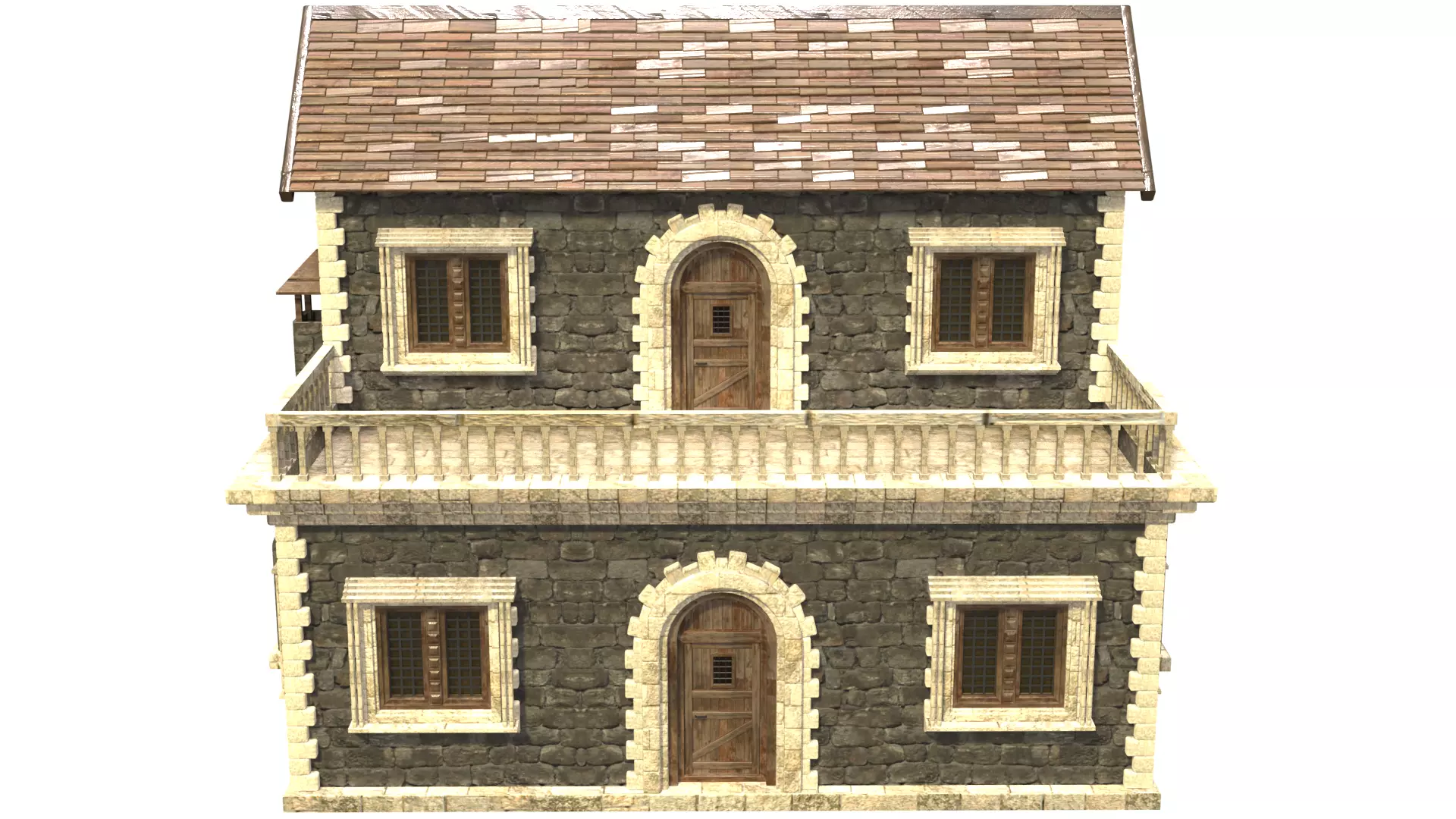 medieval house low poly city town residential house  14 3D model_8