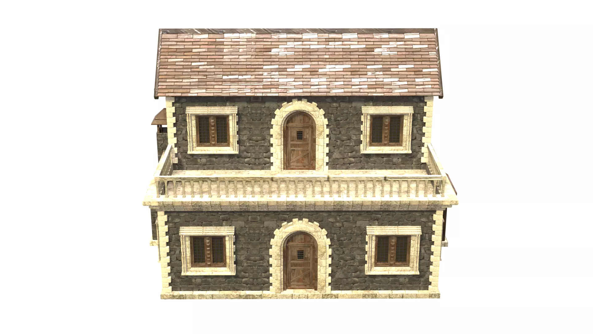 medieval house low poly city town residential house  14 3D model_1