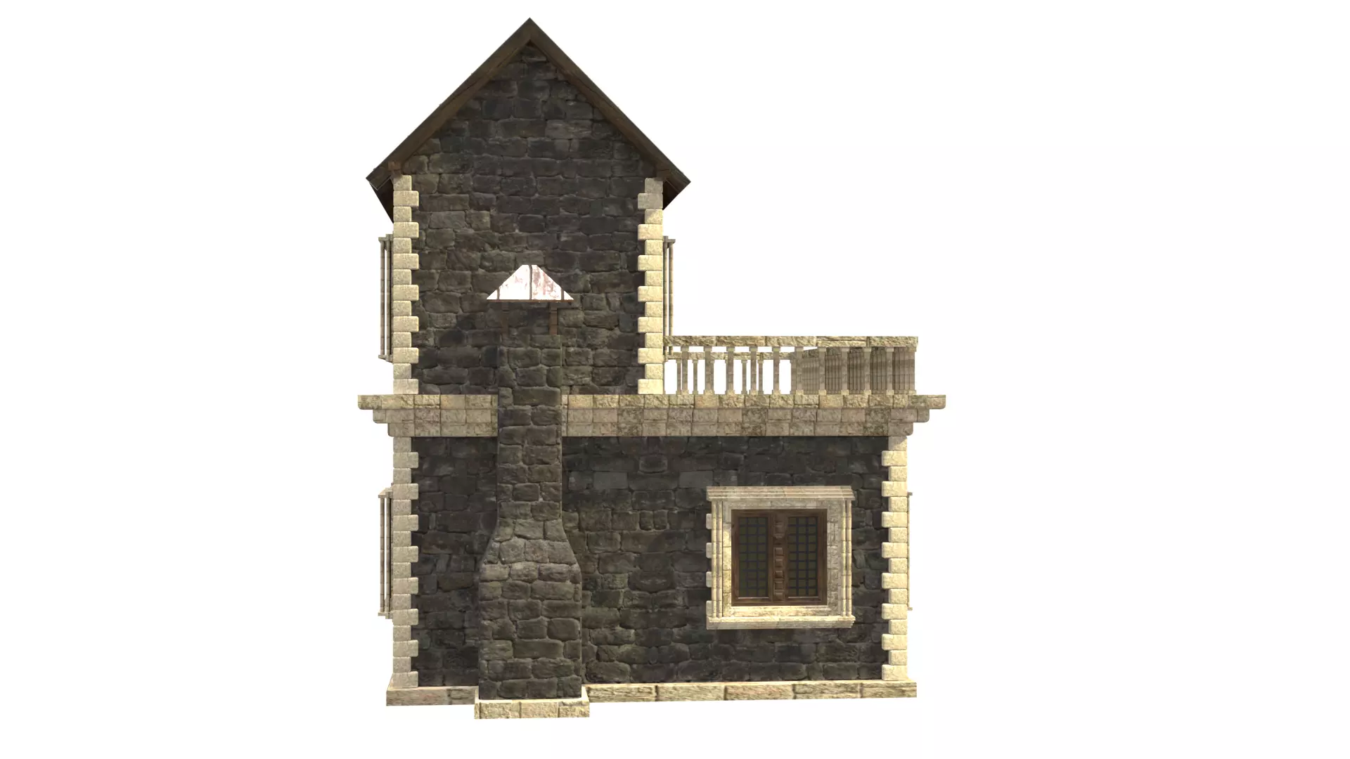 medieval house low poly city town residential house  14 3D model_7