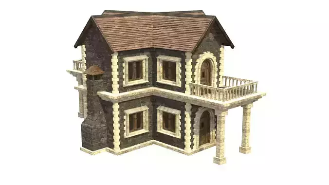 medieval house low poly city town residential house  9 3D model