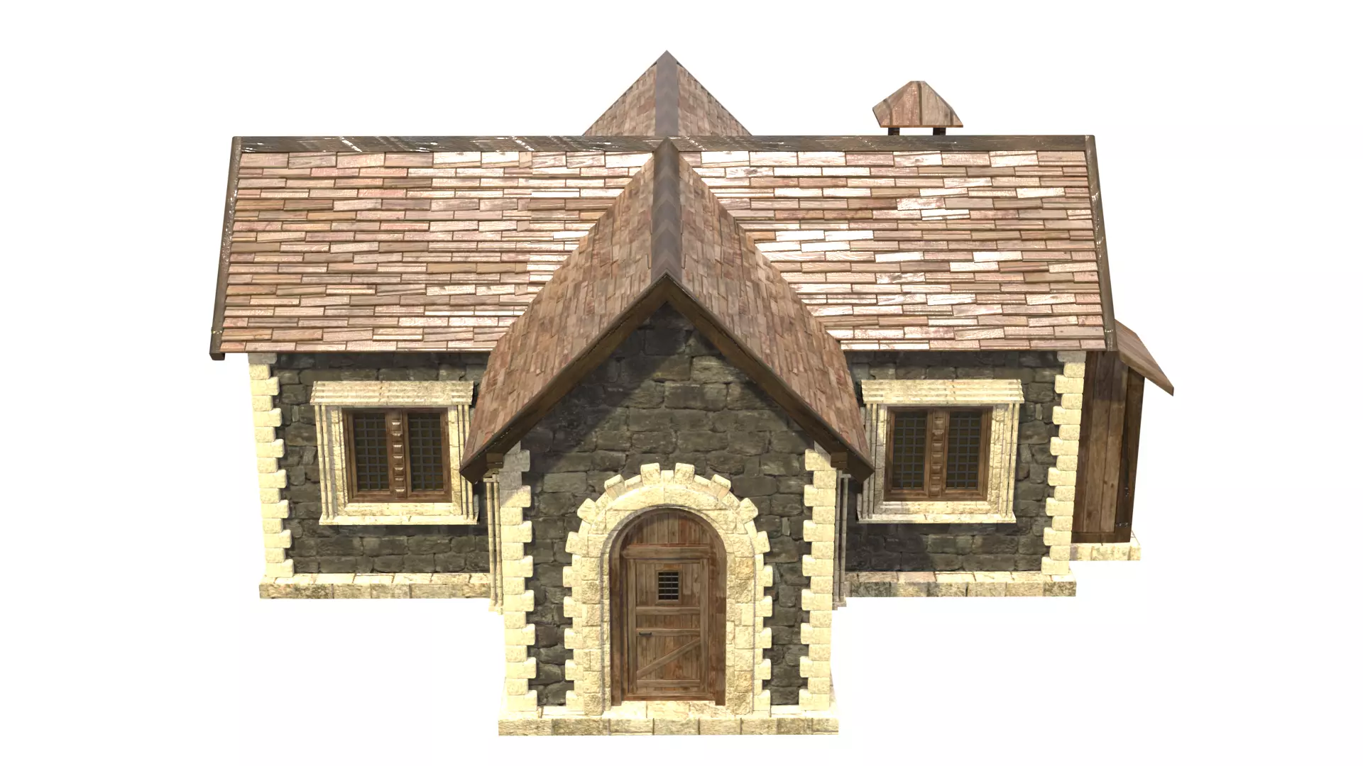 medieval house low poly city town residential house  8 3D model_1