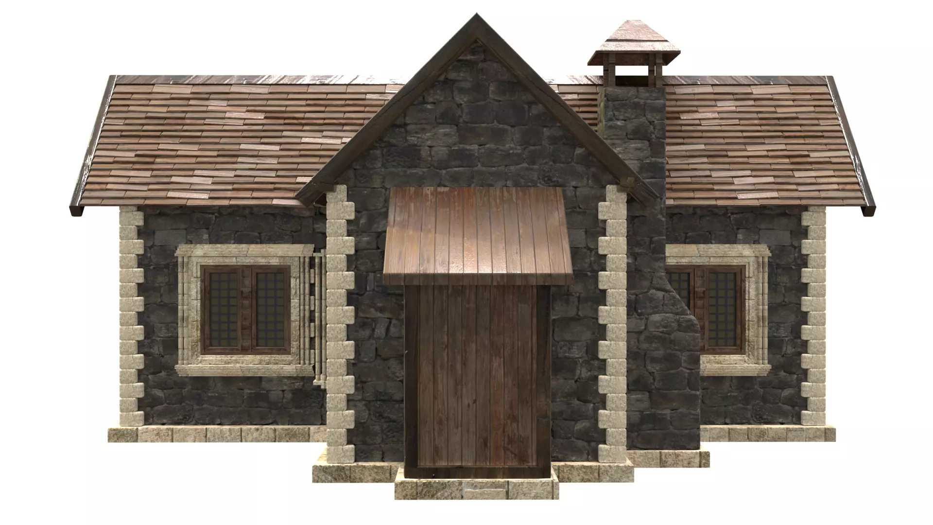 medieval house low poly city town residential house  8 3D model_3