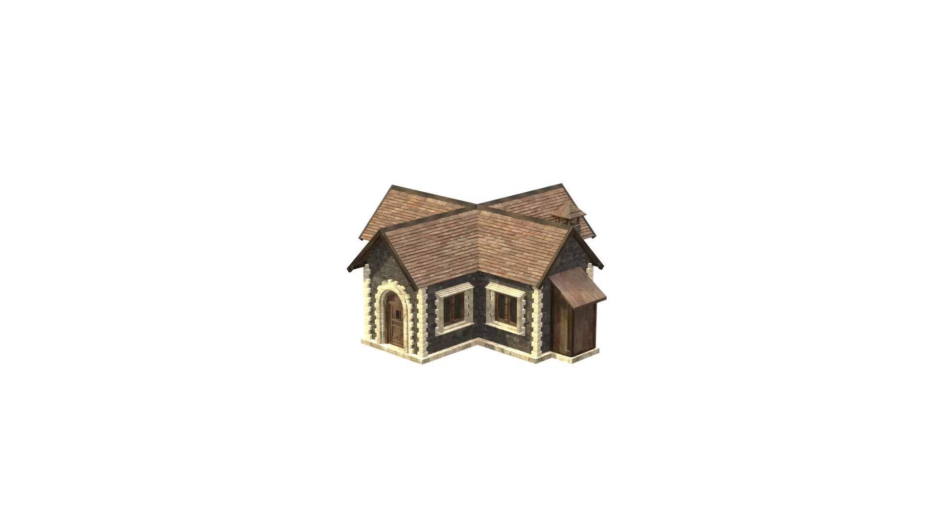 medieval house low poly city town residential house  8 3D model_9