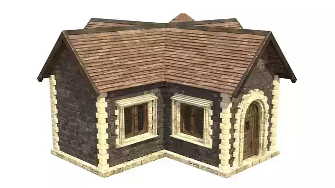 medieval house low poly city town residential house  8 3D model