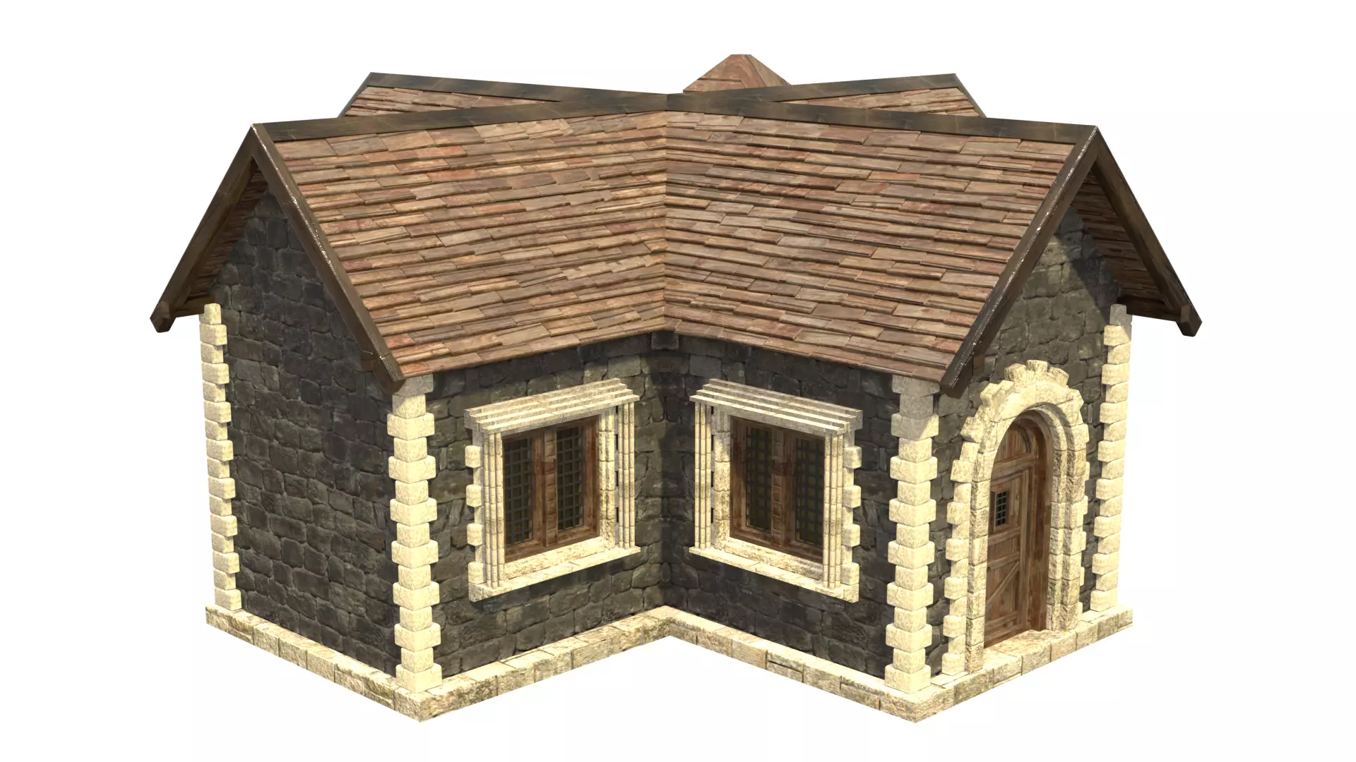 medieval house low poly city town residential house  8 3D model_0