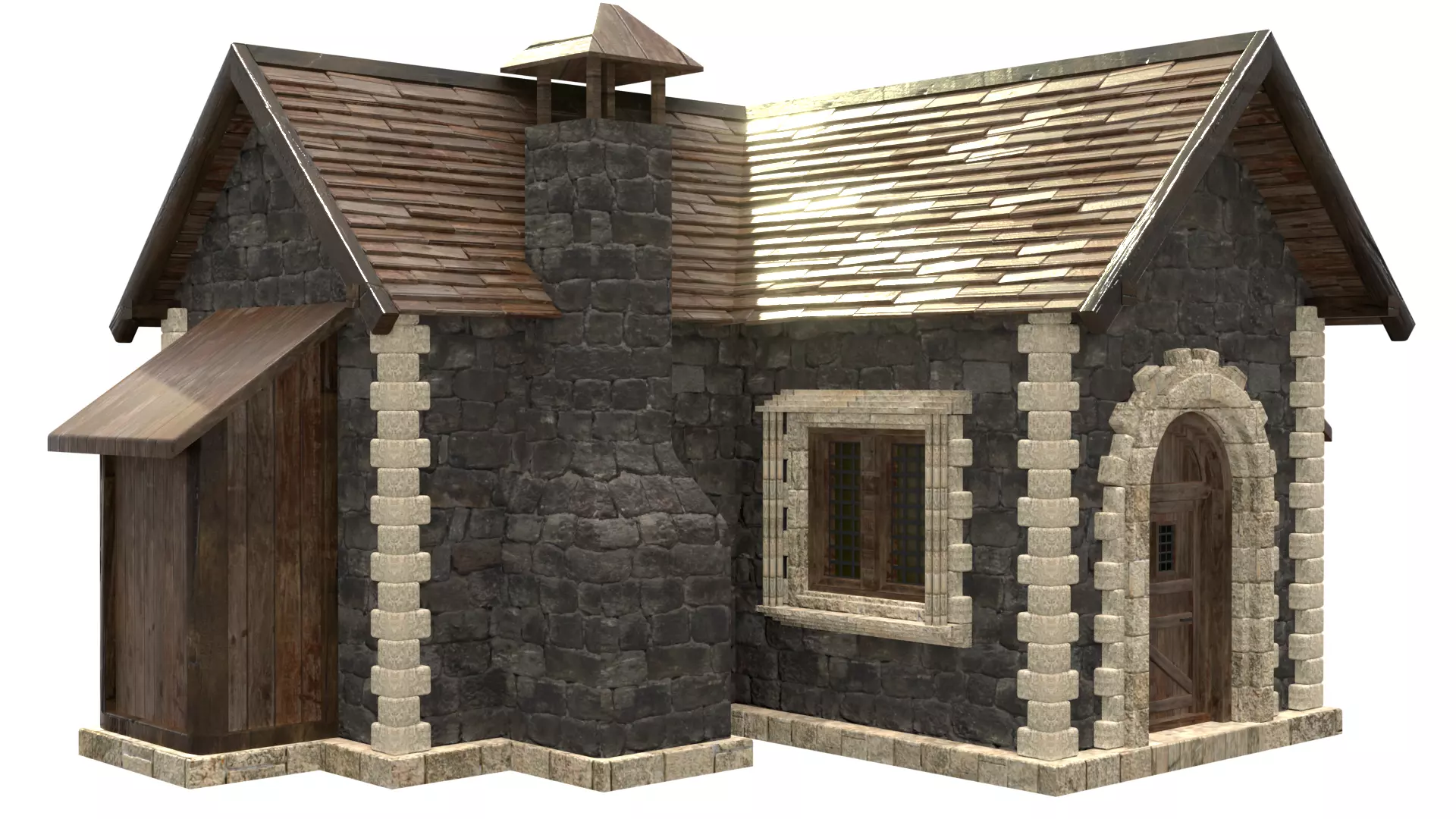 medieval house low poly city town residential house  8 3D model_4