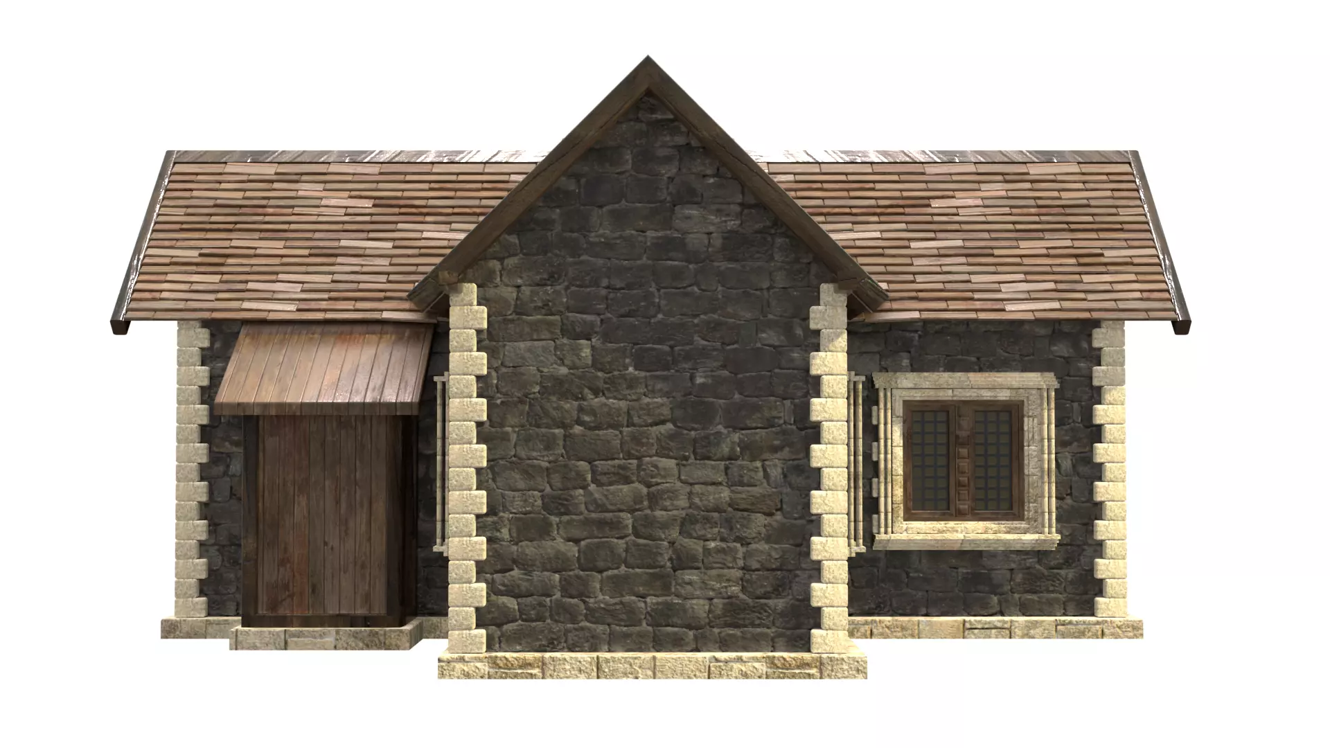 medieval house low poly city town residential house  8 3D model_7