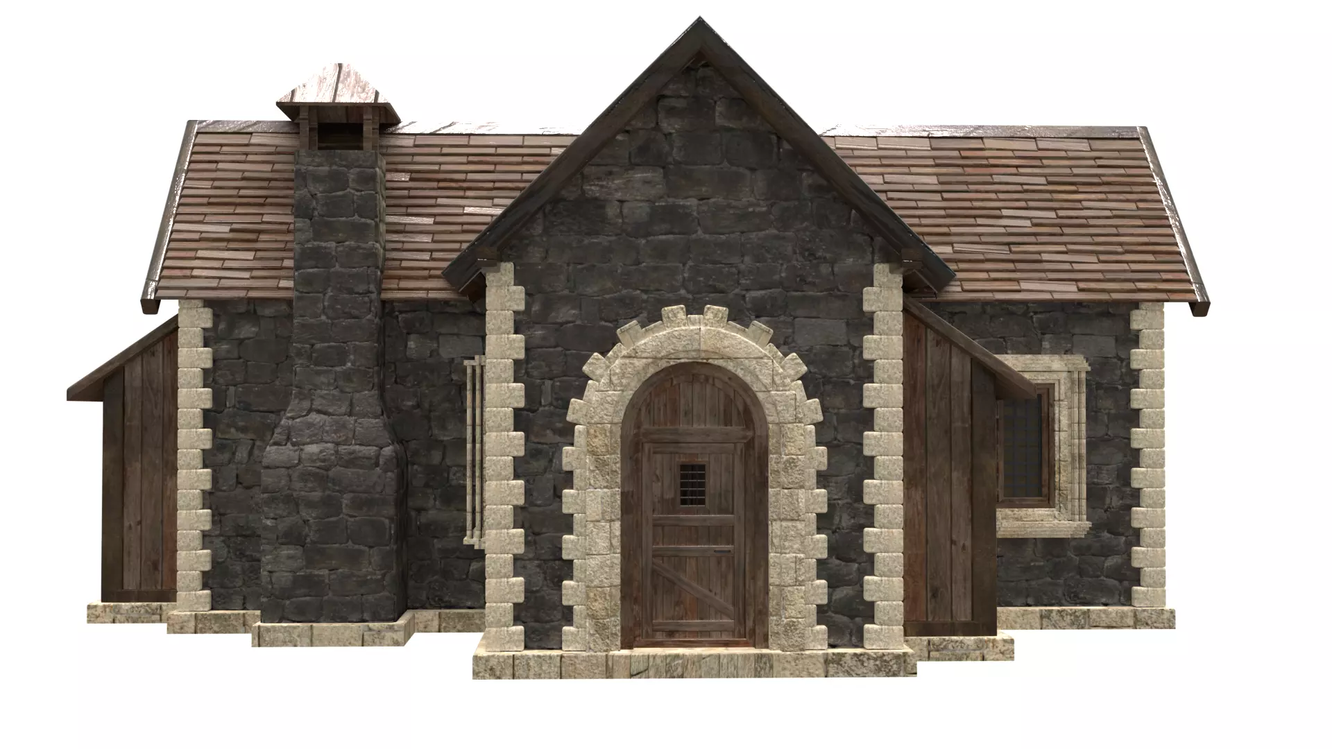 medieval house low poly city town residential house  8 3D model_5