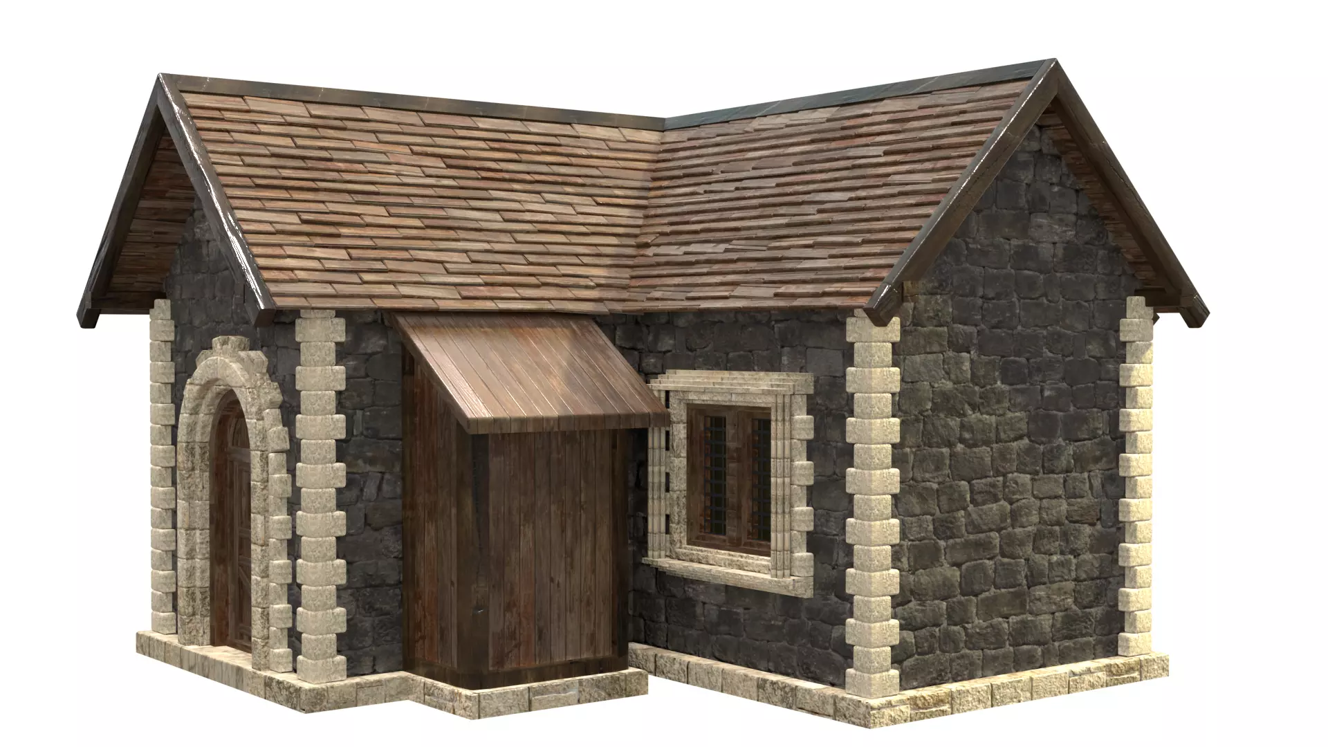 medieval house low poly city town residential house  8 3D model_6