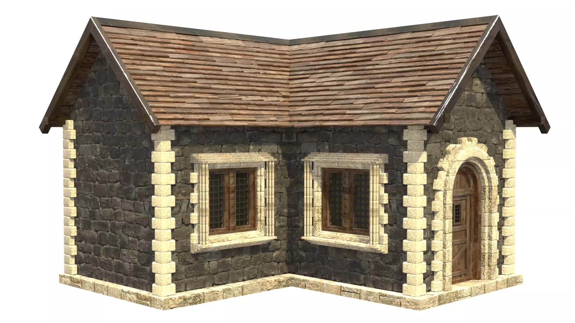 medieval house low poly city town residential house  8 3D model_8