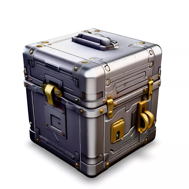 SciFi Metal Storage Box Game Asset Low-poly 3D model_1