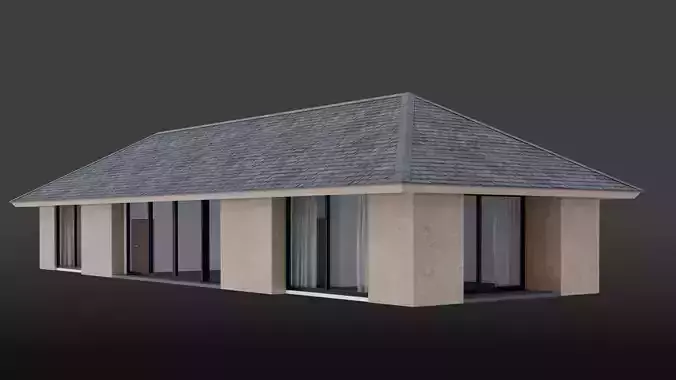 Tropical House Villa Building 3D model 5