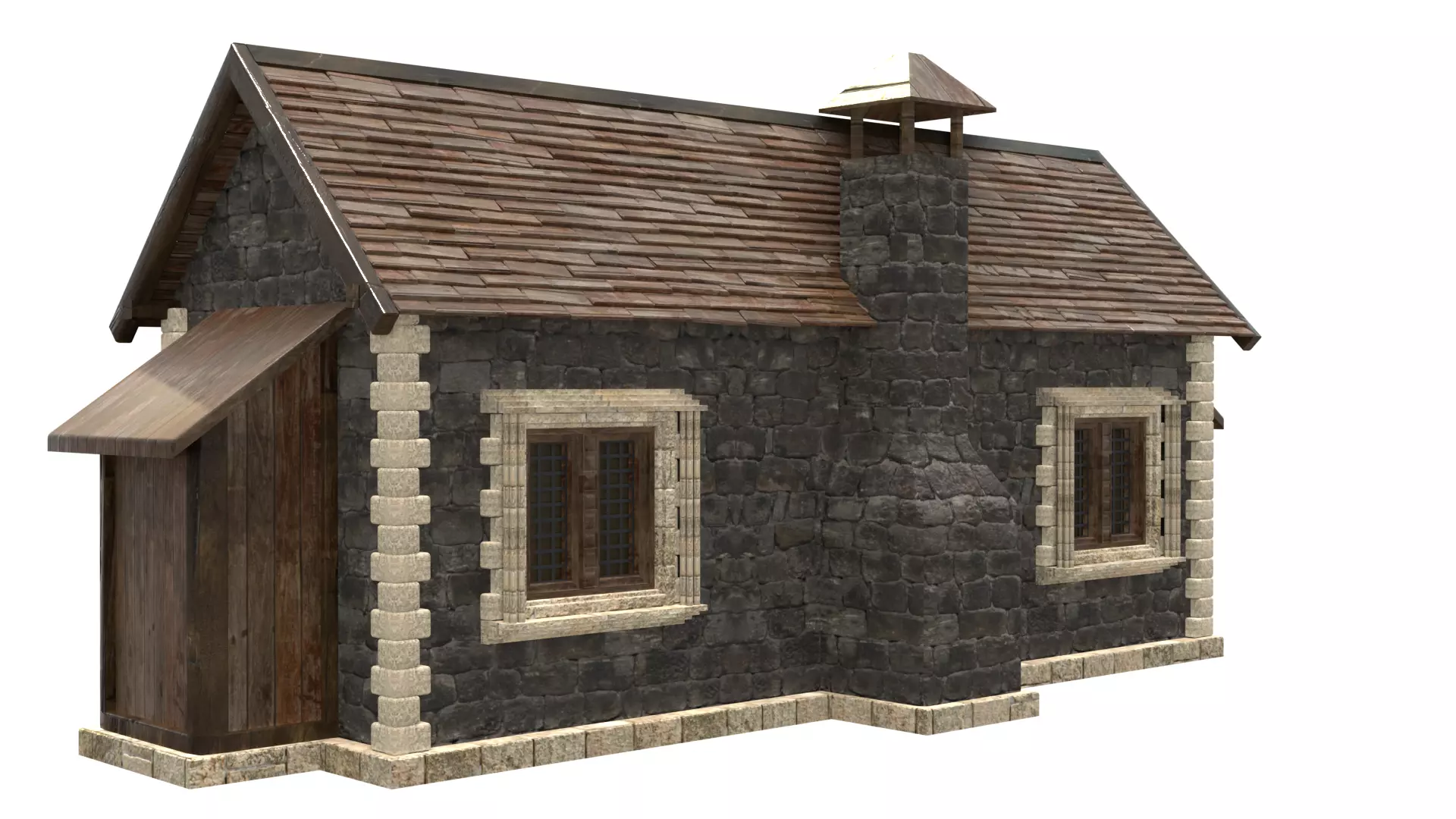 medieval house low poly city town residential house  7 3D model_4