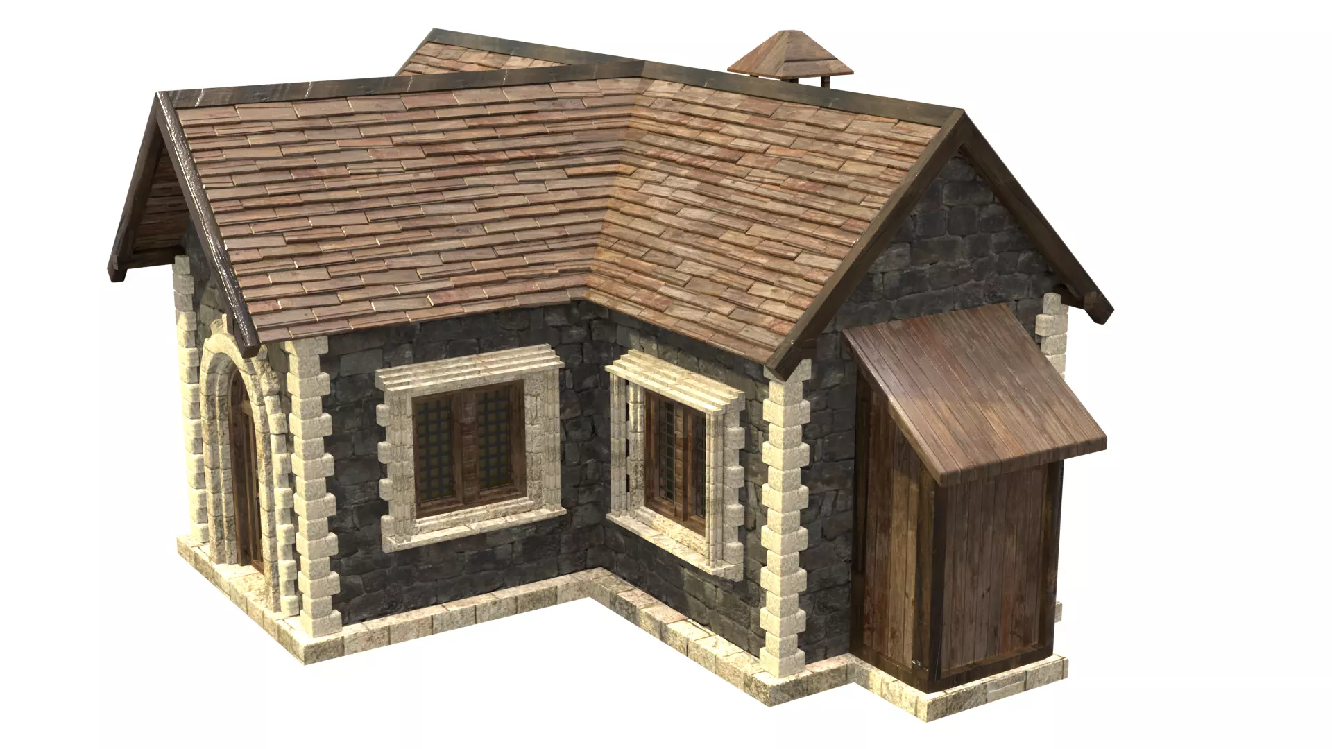 medieval house low poly city town residential house  7 3D model_2