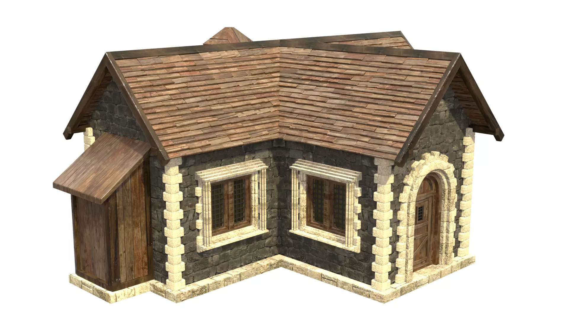 medieval house low poly city town residential house  7 3D model_1