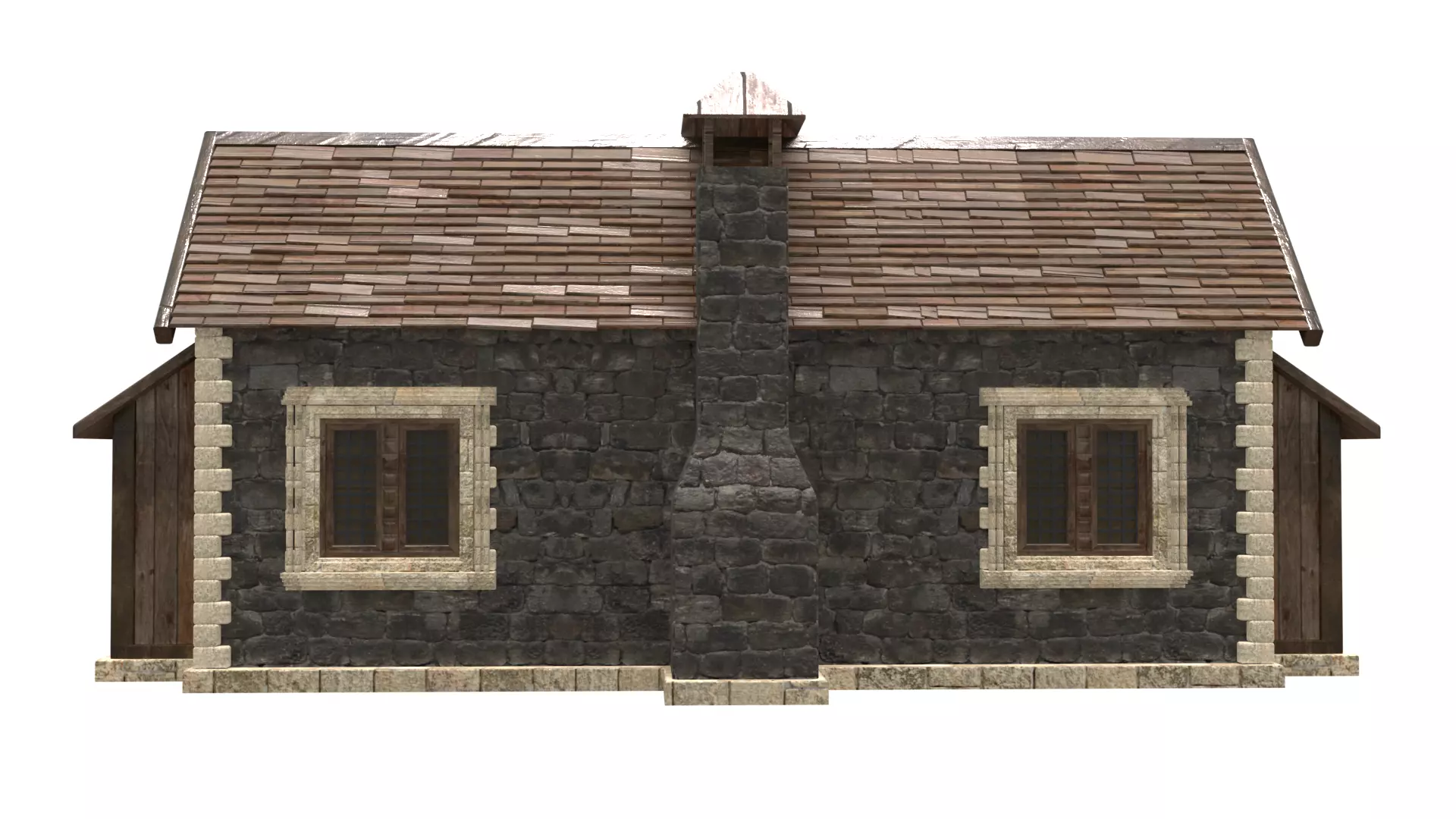 medieval house low poly city town residential house  7 3D model_5