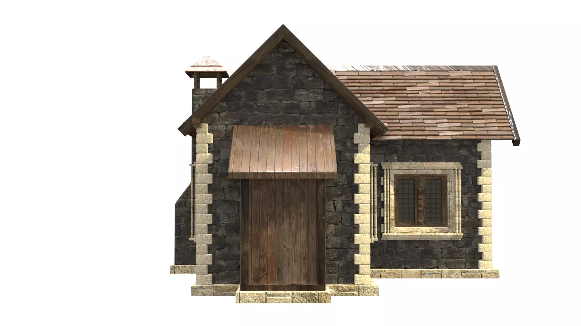 medieval house low poly city town residential house  7 3D model_7