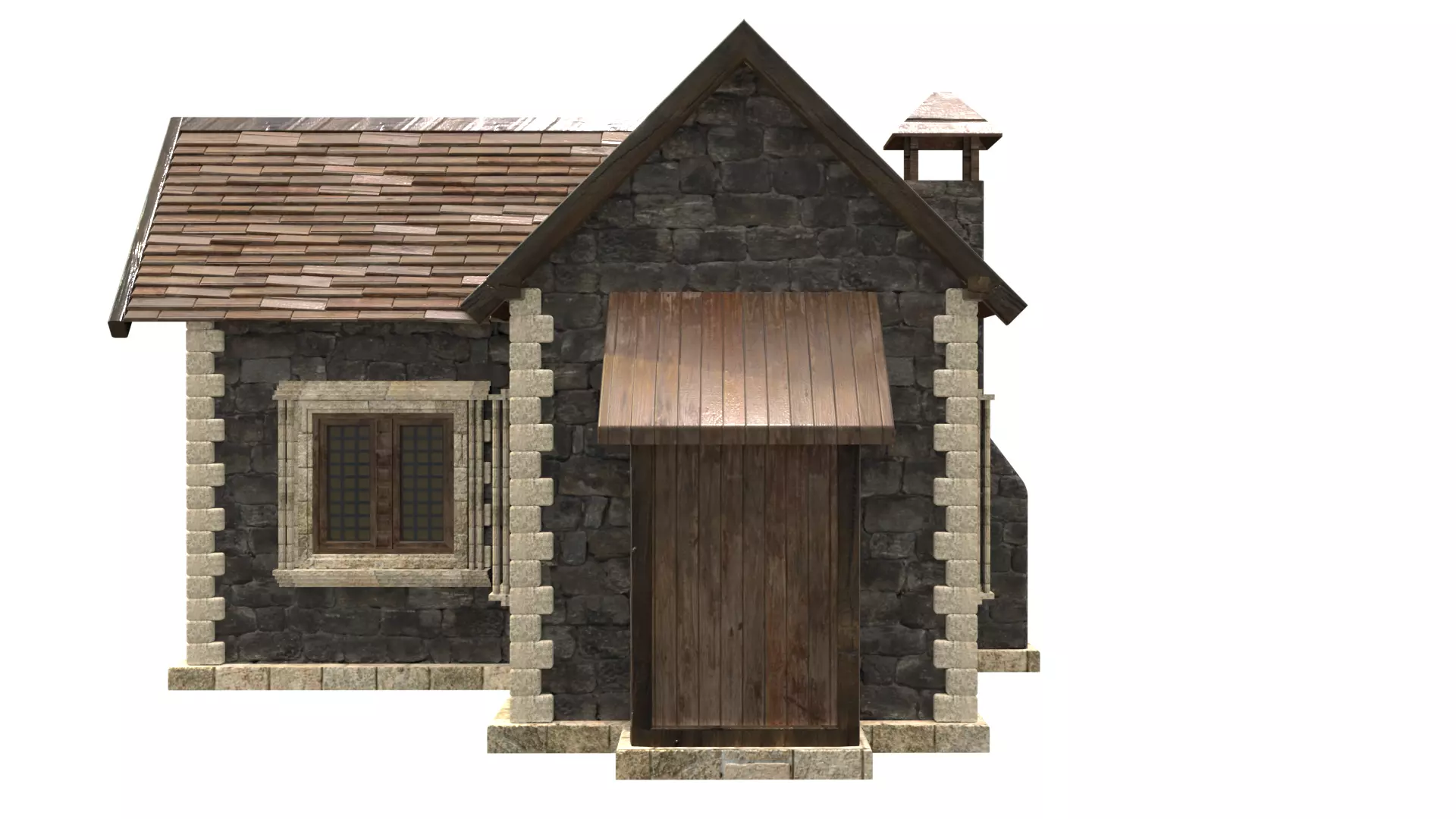 medieval house low poly city town residential house  7 3D model_3