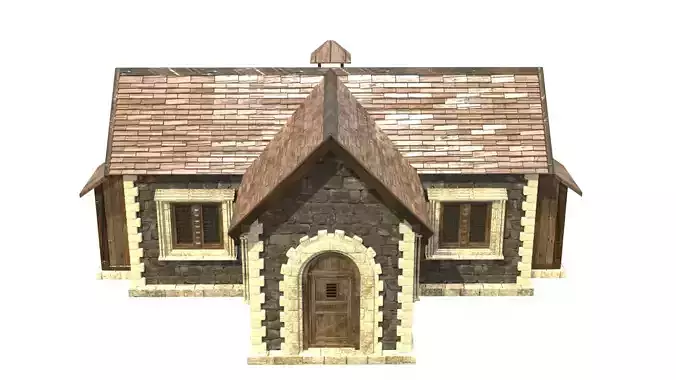 medieval house low poly city town residential house  7 3D model