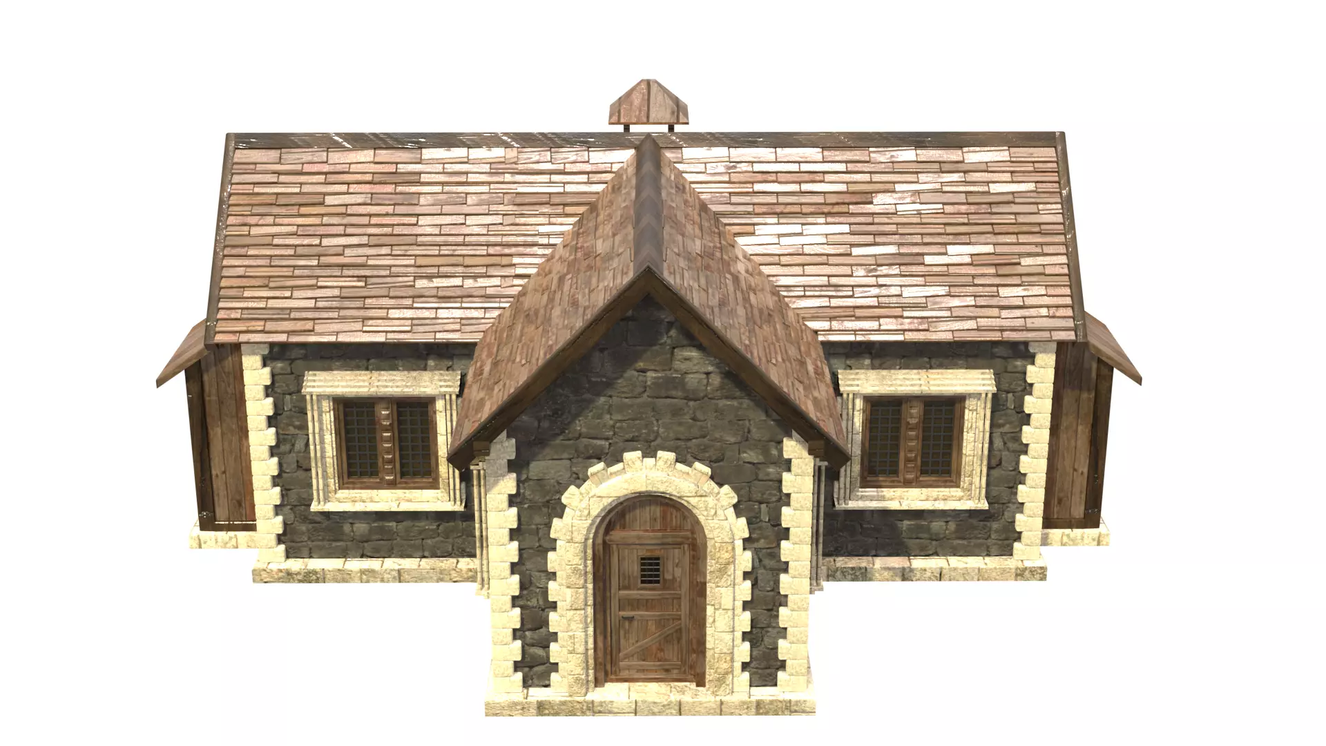 medieval house low poly city town residential house  7 3D model_0