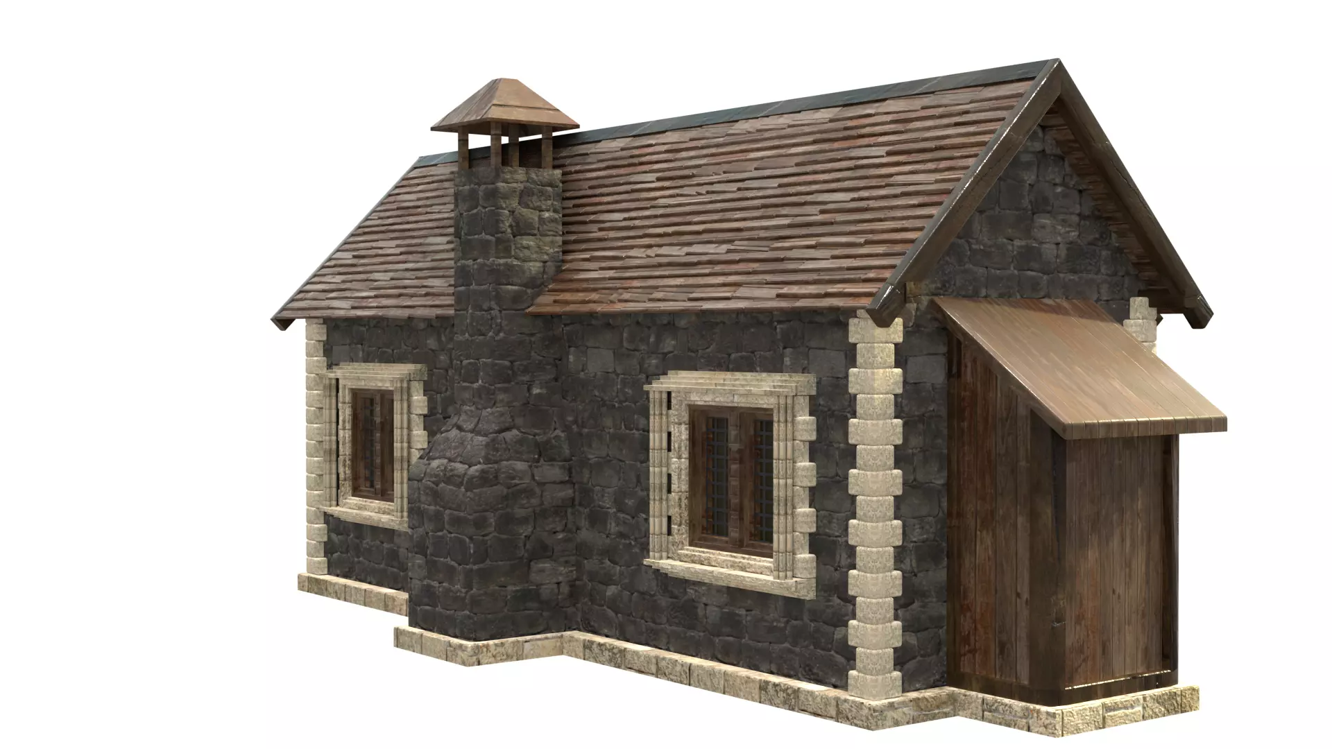 medieval house low poly city town residential house  7 3D model_6