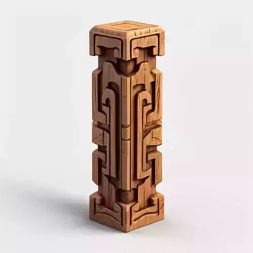 Stylized Wooden Tribal Pillar