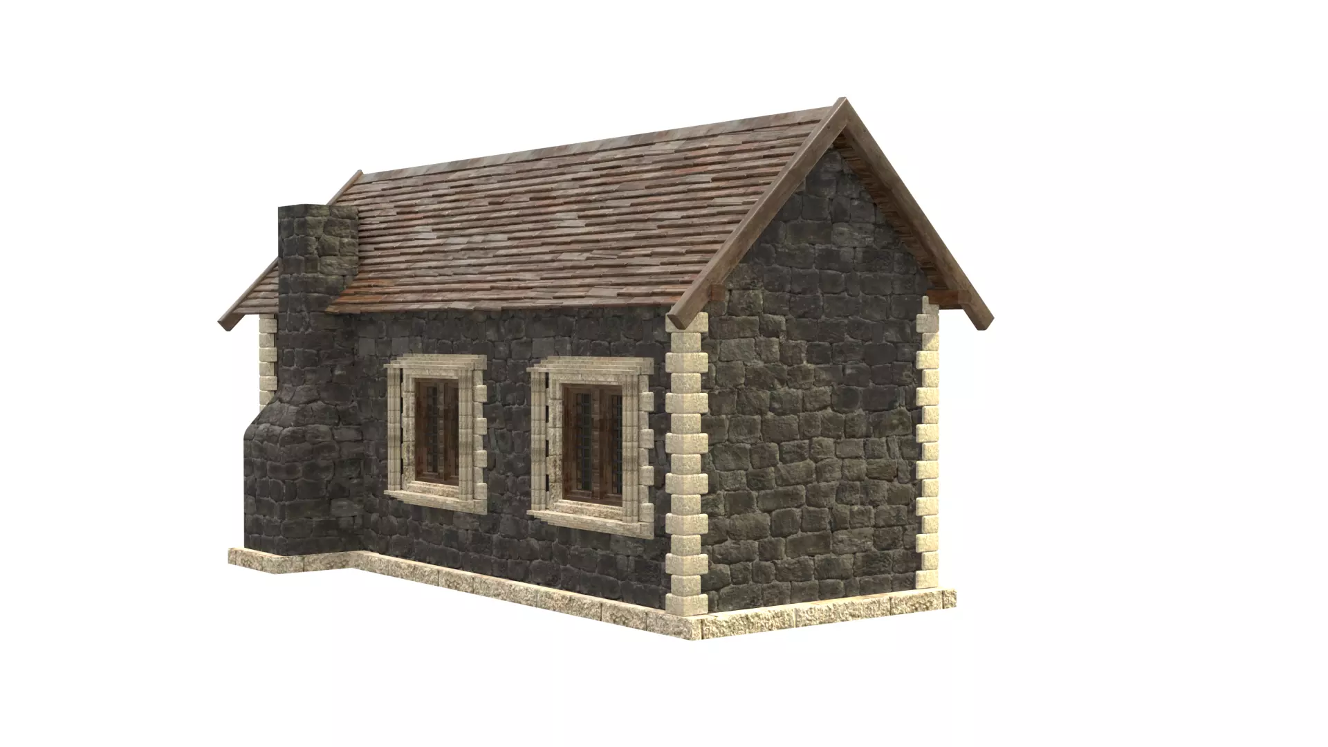 medieval house low poly city town residential house  6 3D model_6