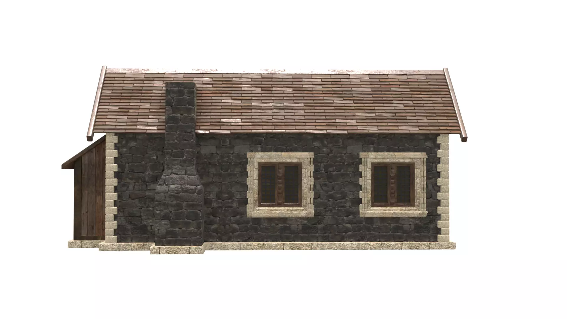 medieval house low poly city town residential house  6 3D model_5