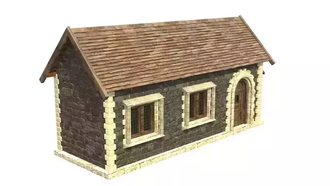 medieval house low poly city town residential house  6 3D model