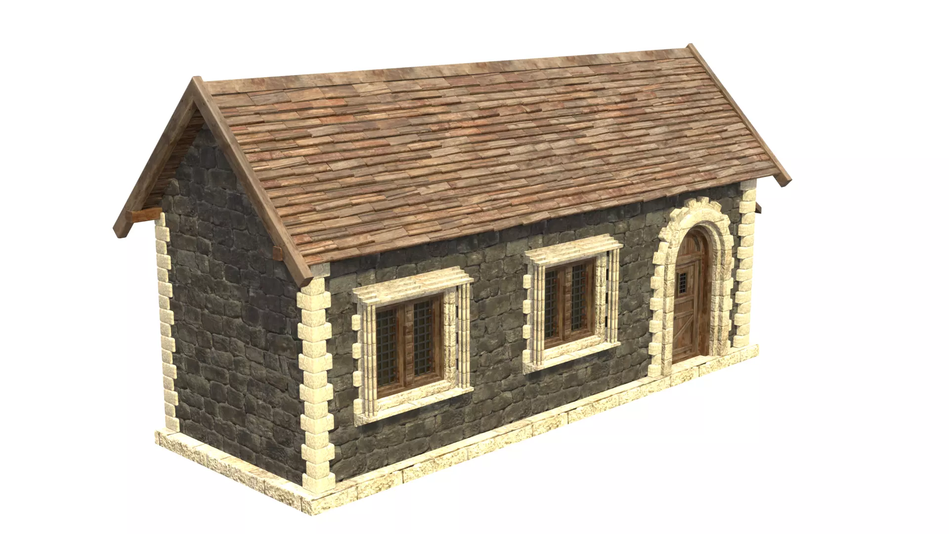 medieval house low poly city town residential house  6 3D model_0