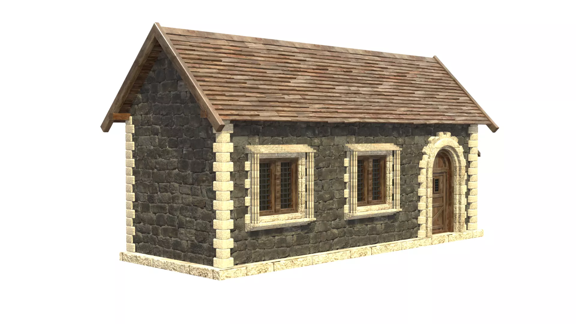 medieval house low poly city town residential house  6 3D model_8
