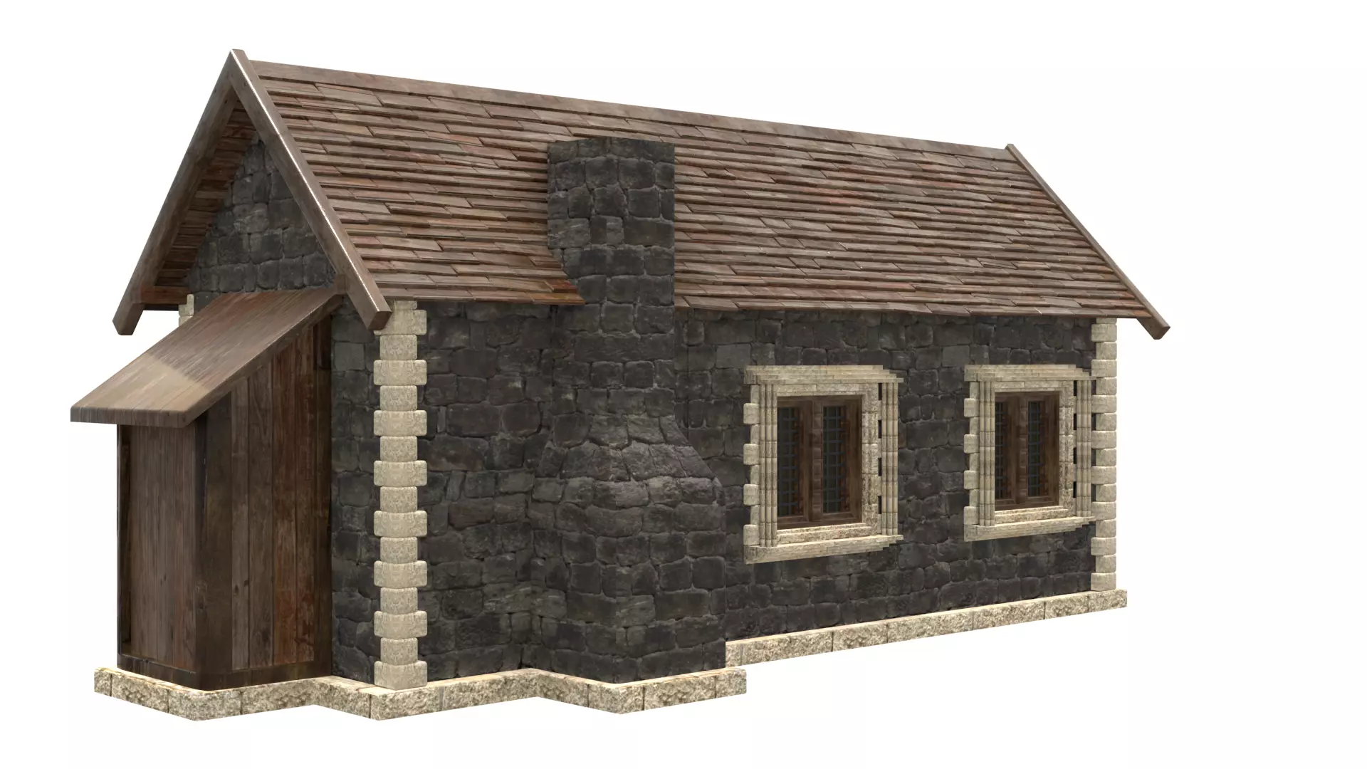 medieval house low poly city town residential house  6 3D model_4
