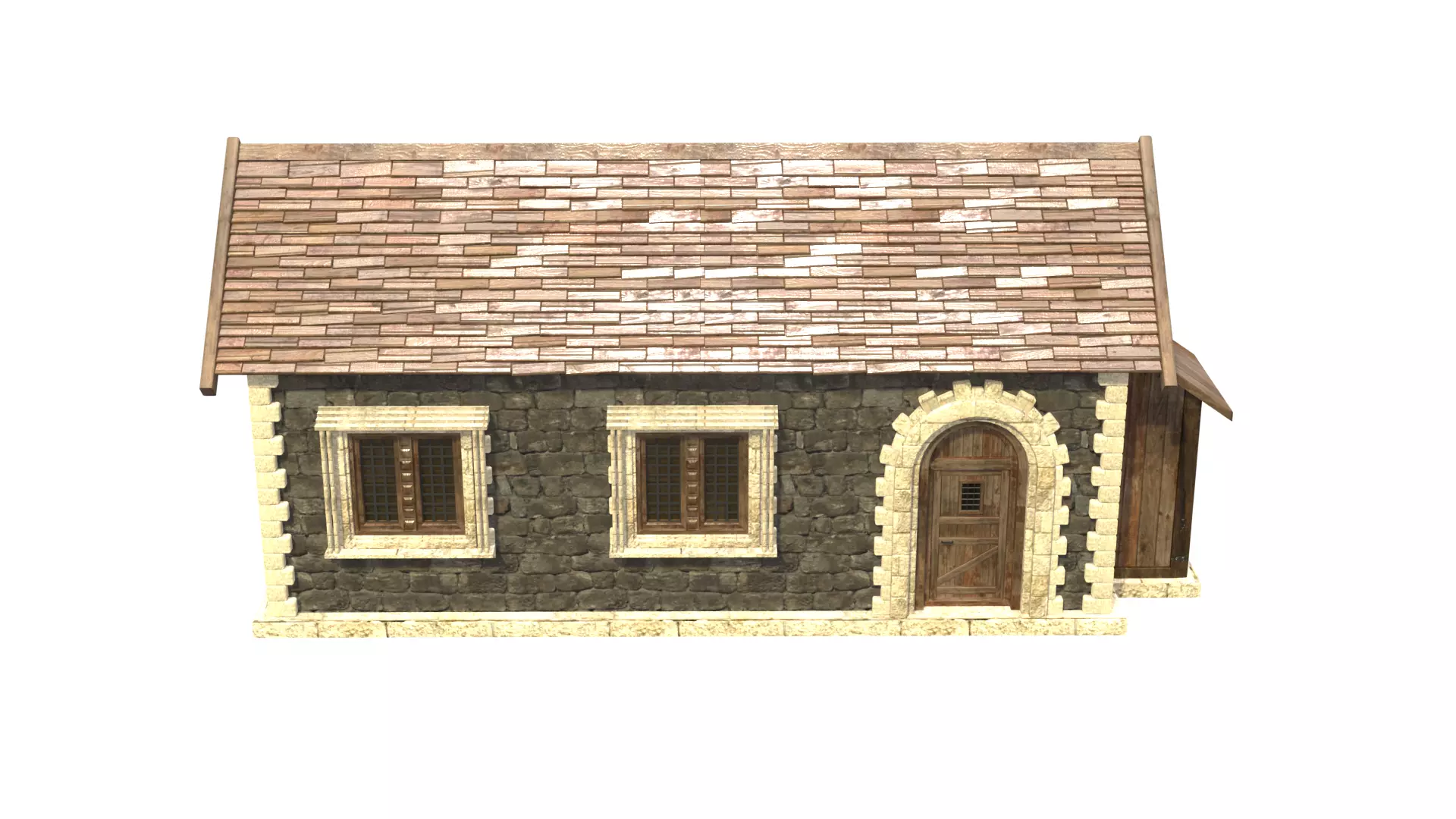 medieval house low poly city town residential house  6 3D model_1