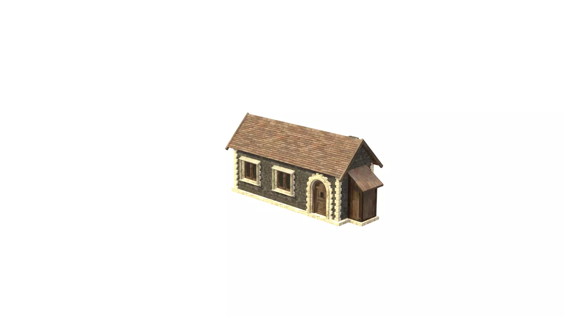 medieval house low poly city town residential house  6 3D model_9