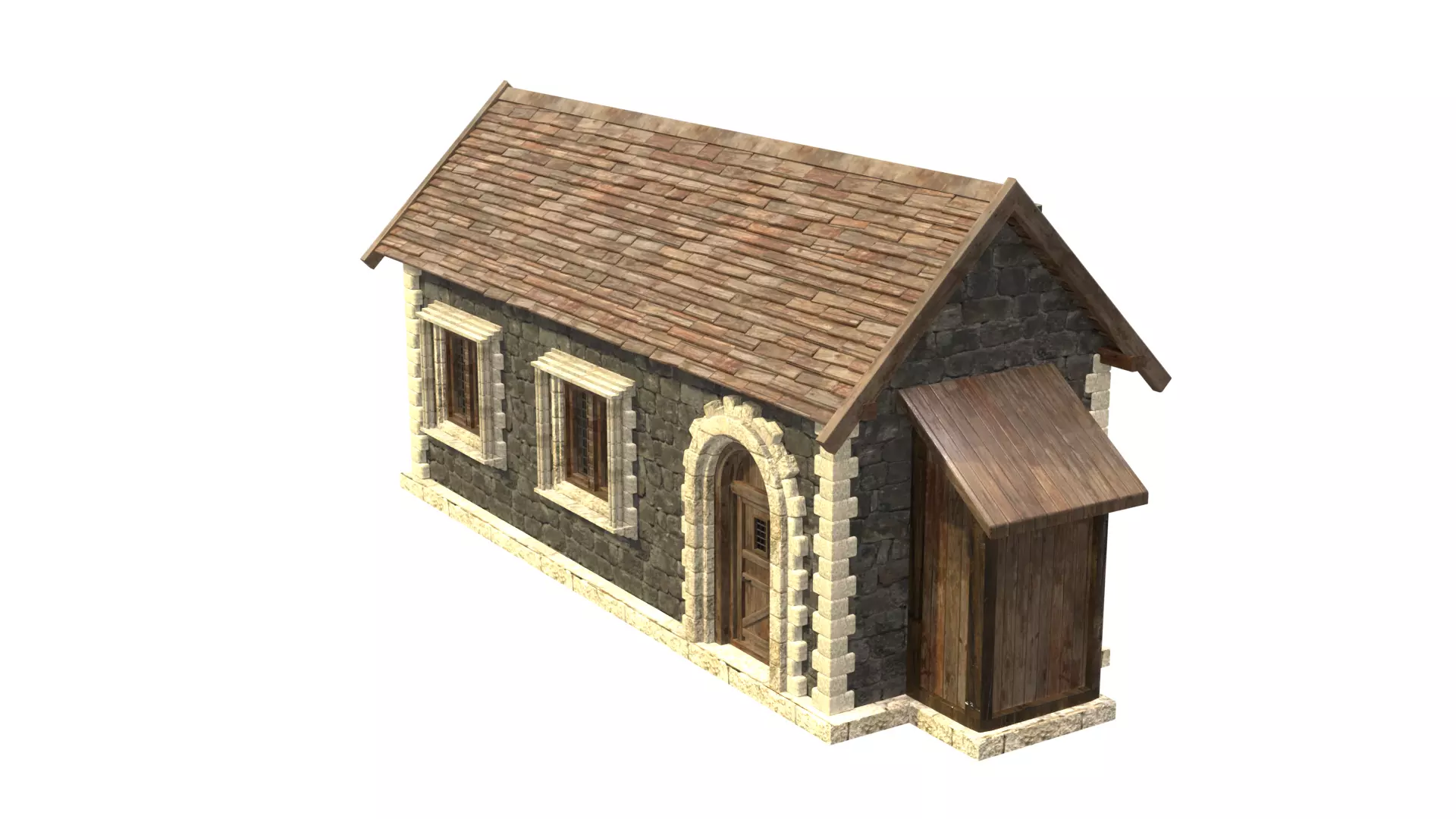 medieval house low poly city town residential house  6 3D model_2