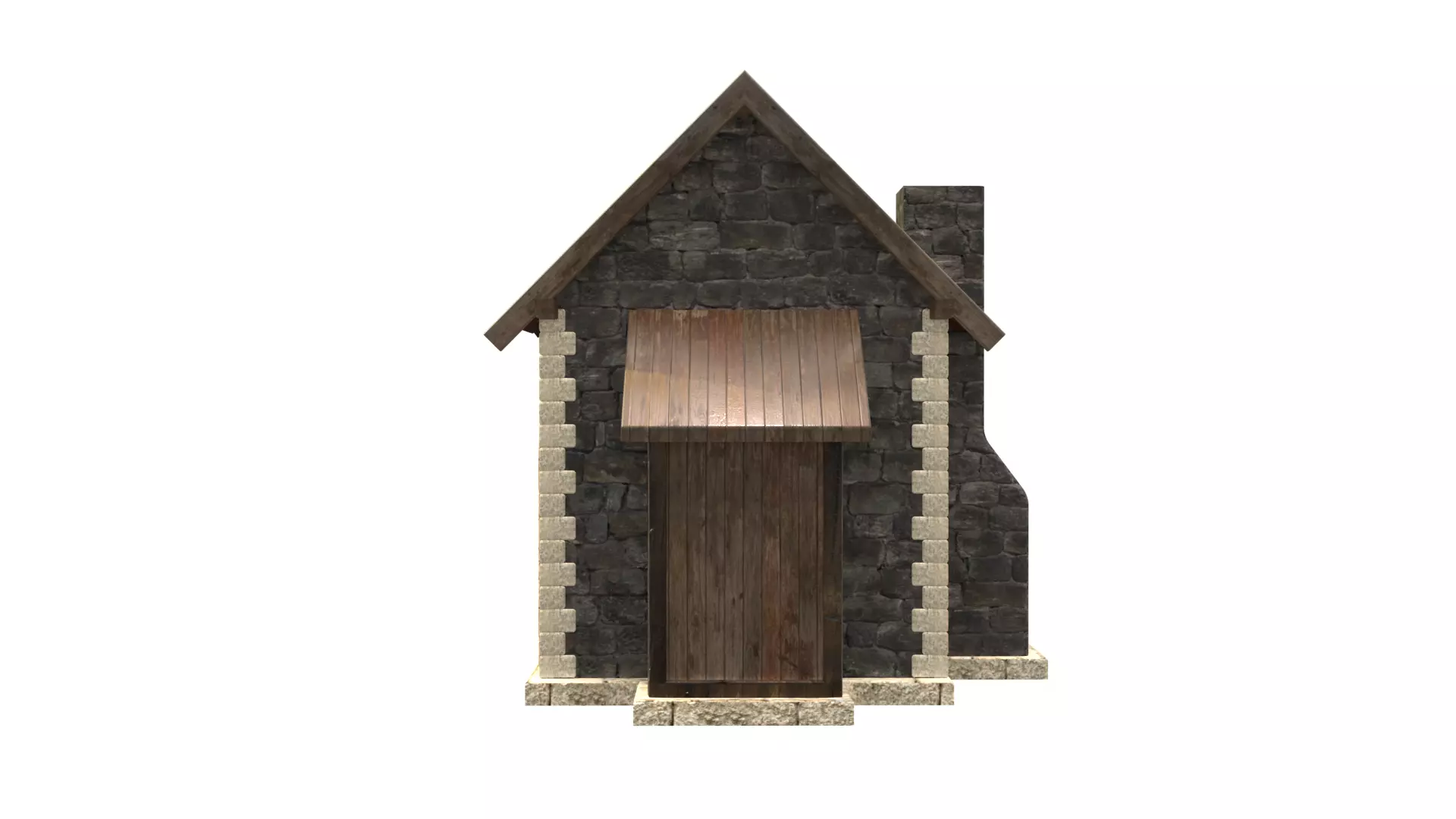 medieval house low poly city town residential house  6 3D model_3
