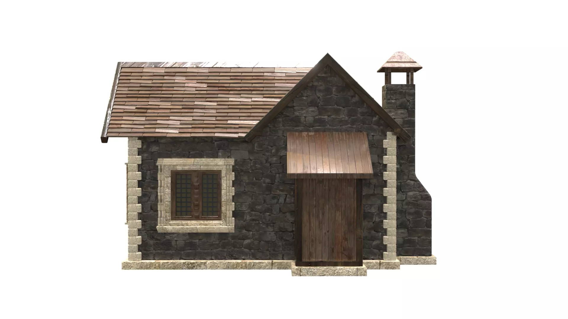 medieval house low poly city town residential house  5 3D model_3