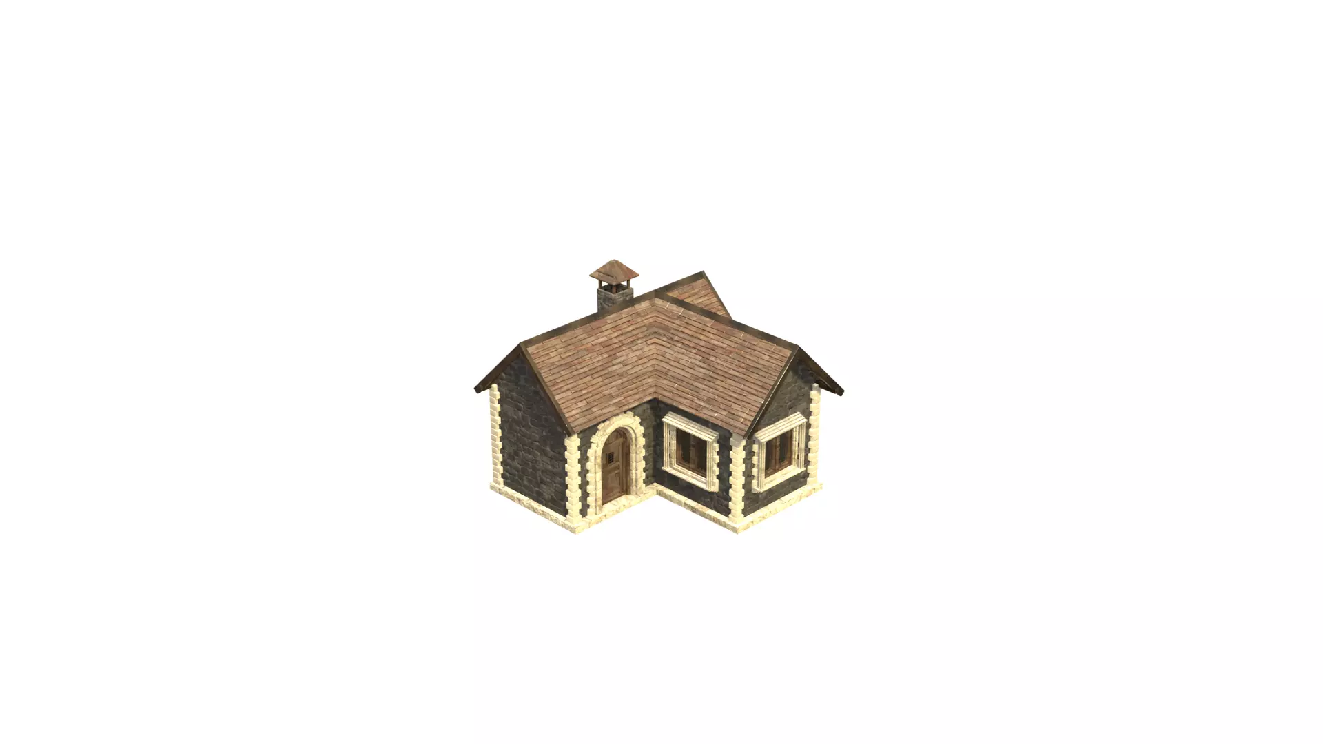 medieval house low poly city town residential house  5 3D model_9